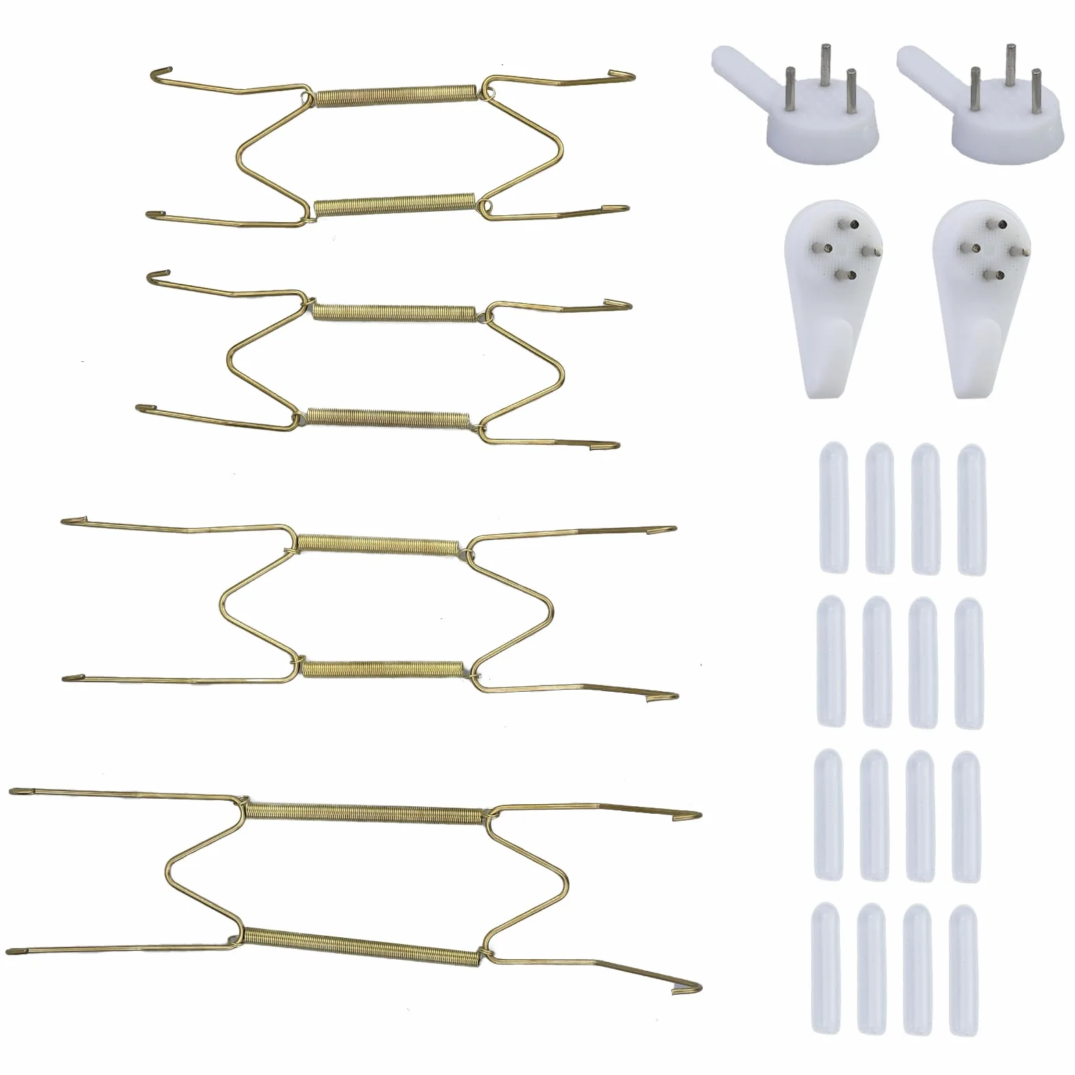 4 pezzi supporti parete forma di W, ganci per piatti da appendere, appendi piatti parete, con 4 chiodi senza lasciare traccia e 16 protezioni per ganci, per appendere piatti decorativi, opere d'arte