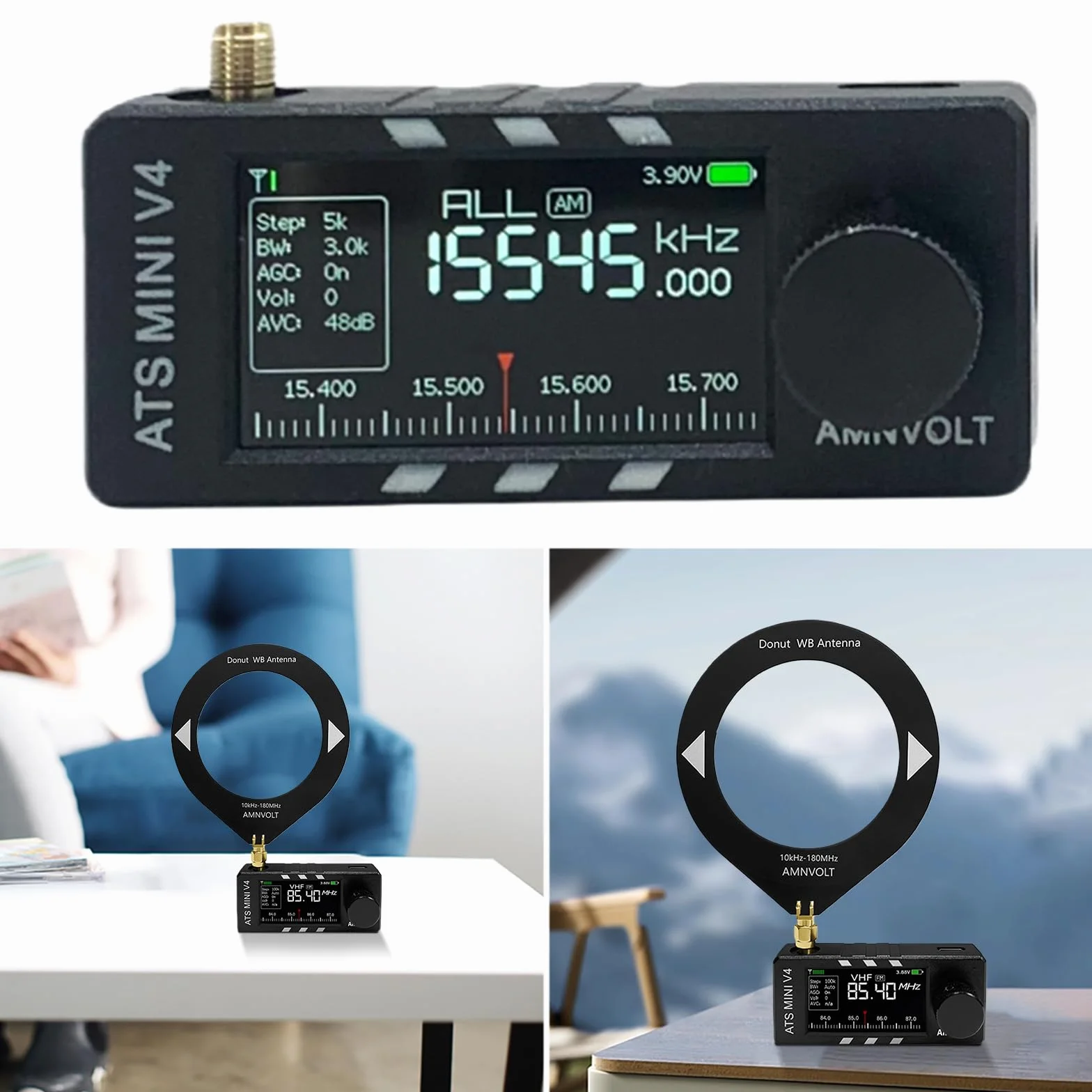 Ricevitore DSP portatile full-band mini radio V4 ATS con amplificatore cuffie e schermo IPS 1,9" per esterni