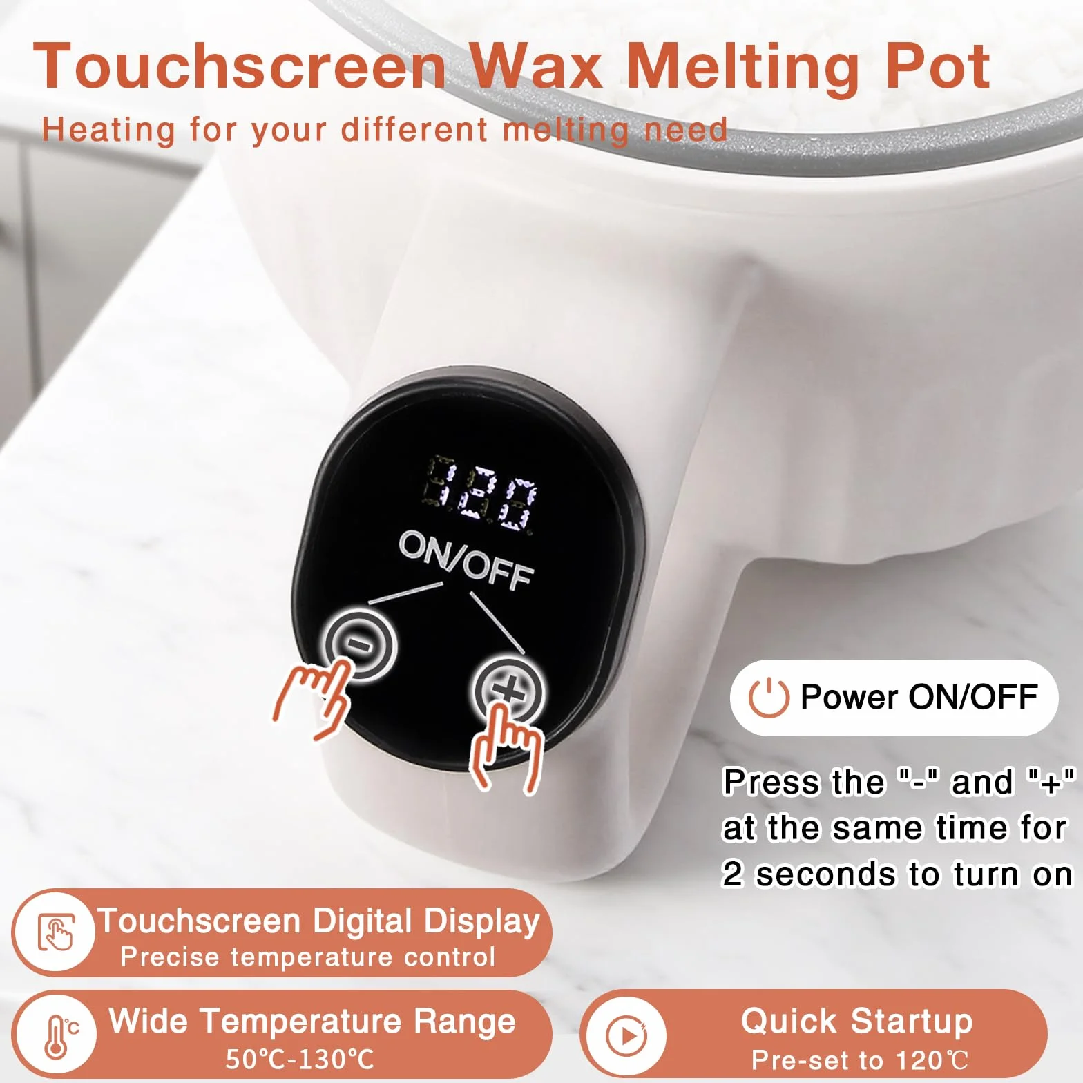 Yuuchail Sciogli cera elettronico per candele, Fusore di cera con touch screen e controllo digitale della temperatura per la produzione di candele