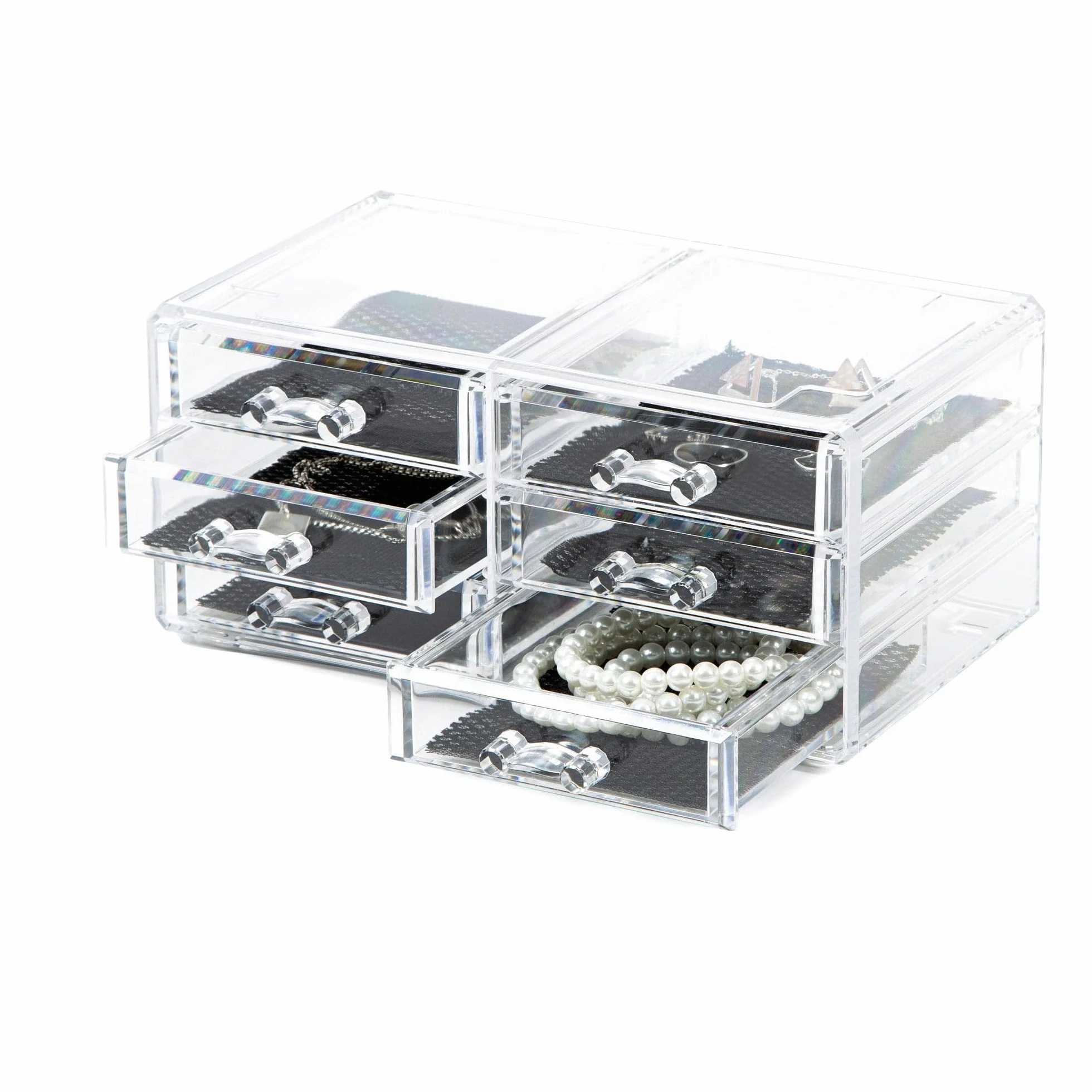 Compactor Bijoux Organizer 6 Cassetti, Polistirene Trasparente, 23.8 x 15 x H. 11 cm