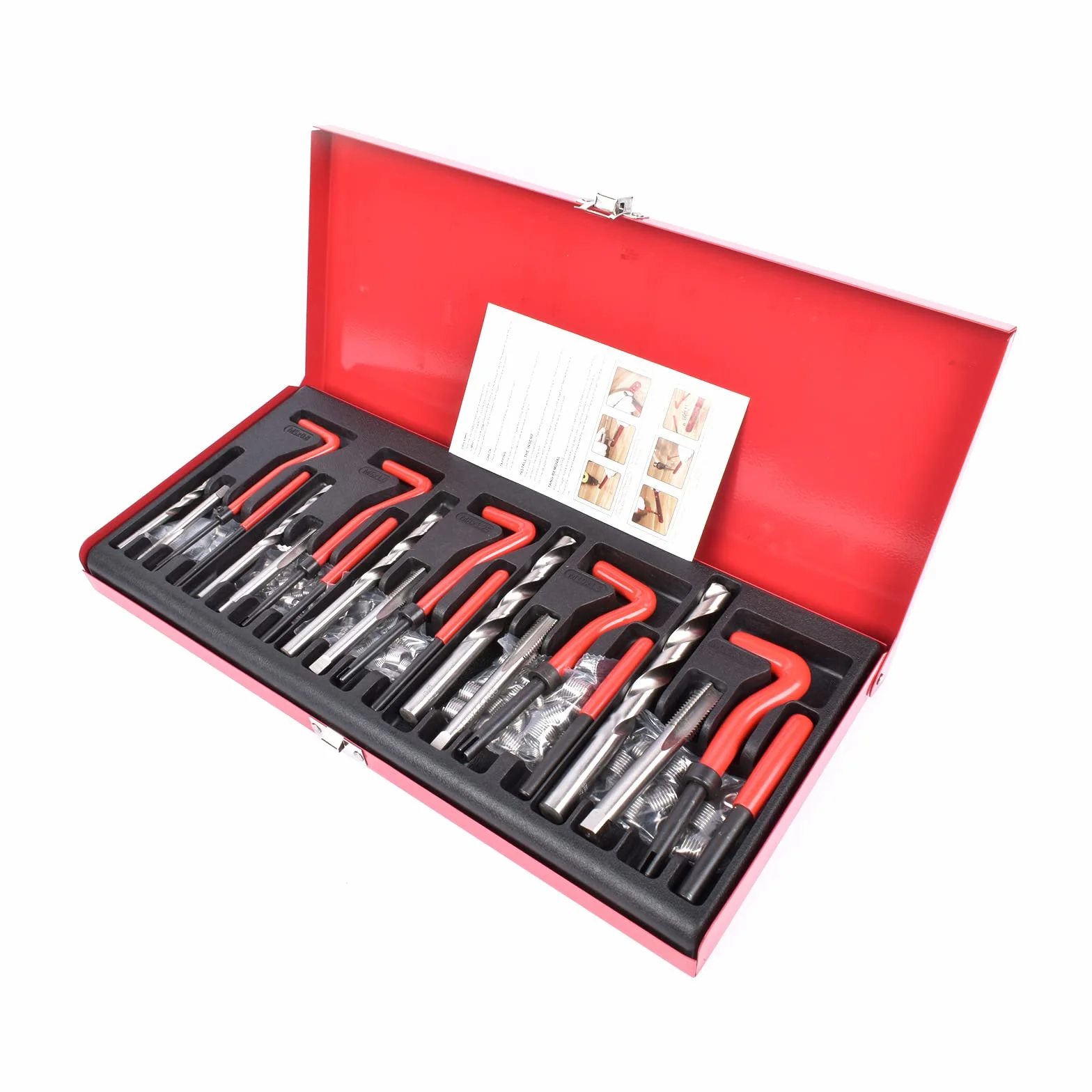 Bisenya Set di riparazione filettatura 131 pezzi, kit di riparazione filettatura M5, M6, M8, M10, M12, filettatura rossa