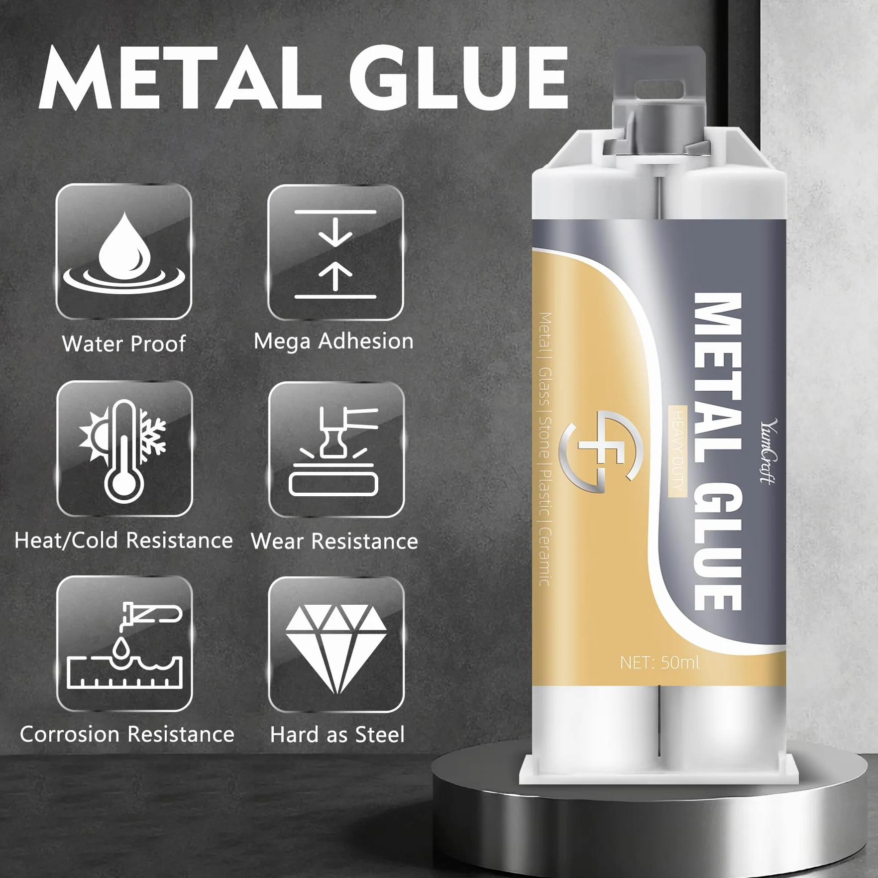 Colla Metallo 100ml, Stucco per Metallo Bicomponente per Metalli, Metallos Liquido per Riparazione Multiuso, Metal Repair Paste Adesivo ad Alta Resistenza, Impermeabile & Resistenza al Calore