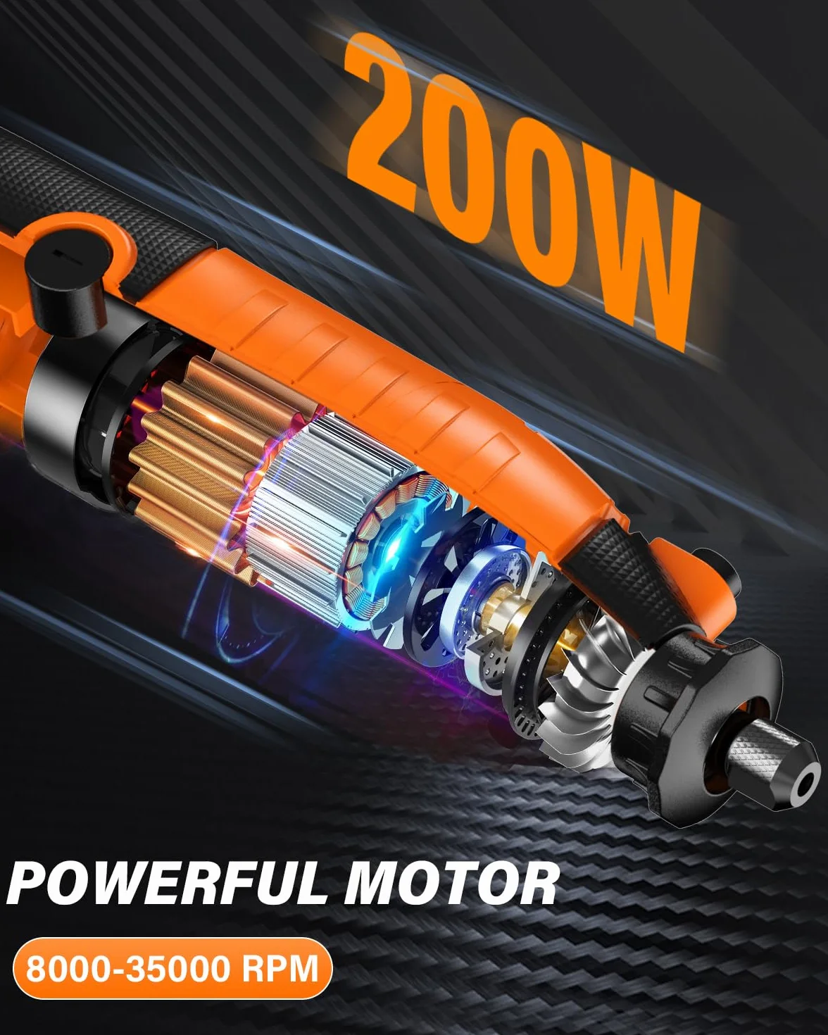 Akdomart Mini Trapano Elettrico 200W Utensile Rotante Multifunzione 135 Accessori 6 Velocità 8000-35000 giri/min
