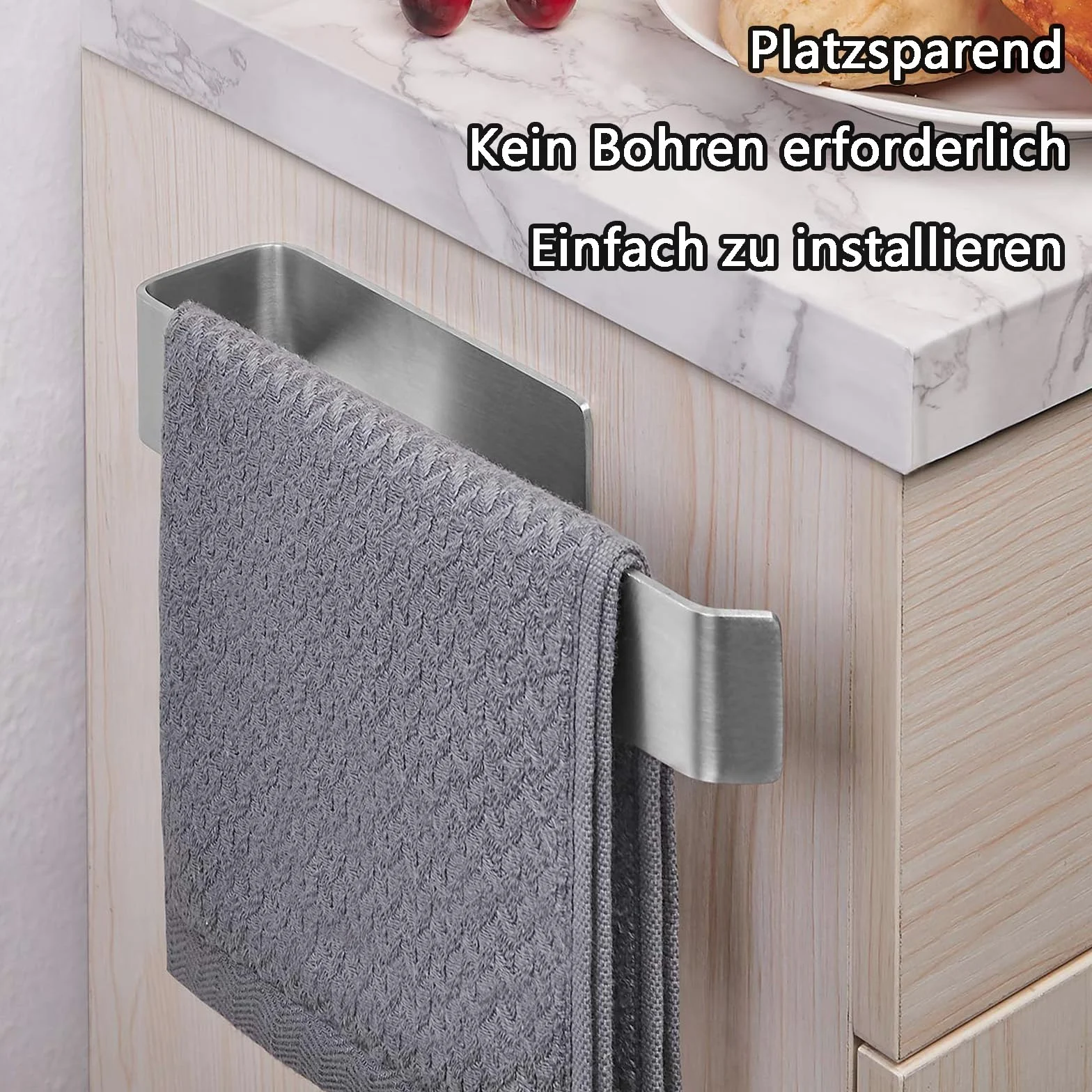 Porta Asciugamani Adesivo Acciaio Inossidabile con 2 Supporti Spugna per Bagno Cucina