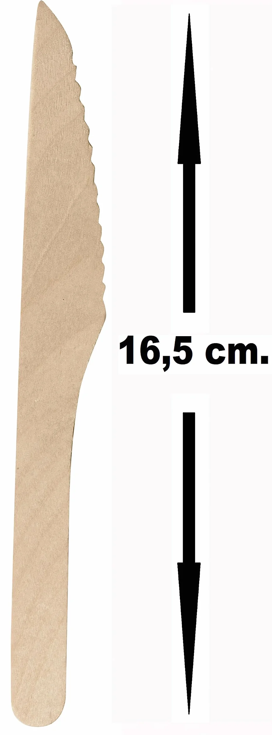 100 coltelli monouso in legno da 16,5 cm. 100% naturale, ecologico e biodegradabile