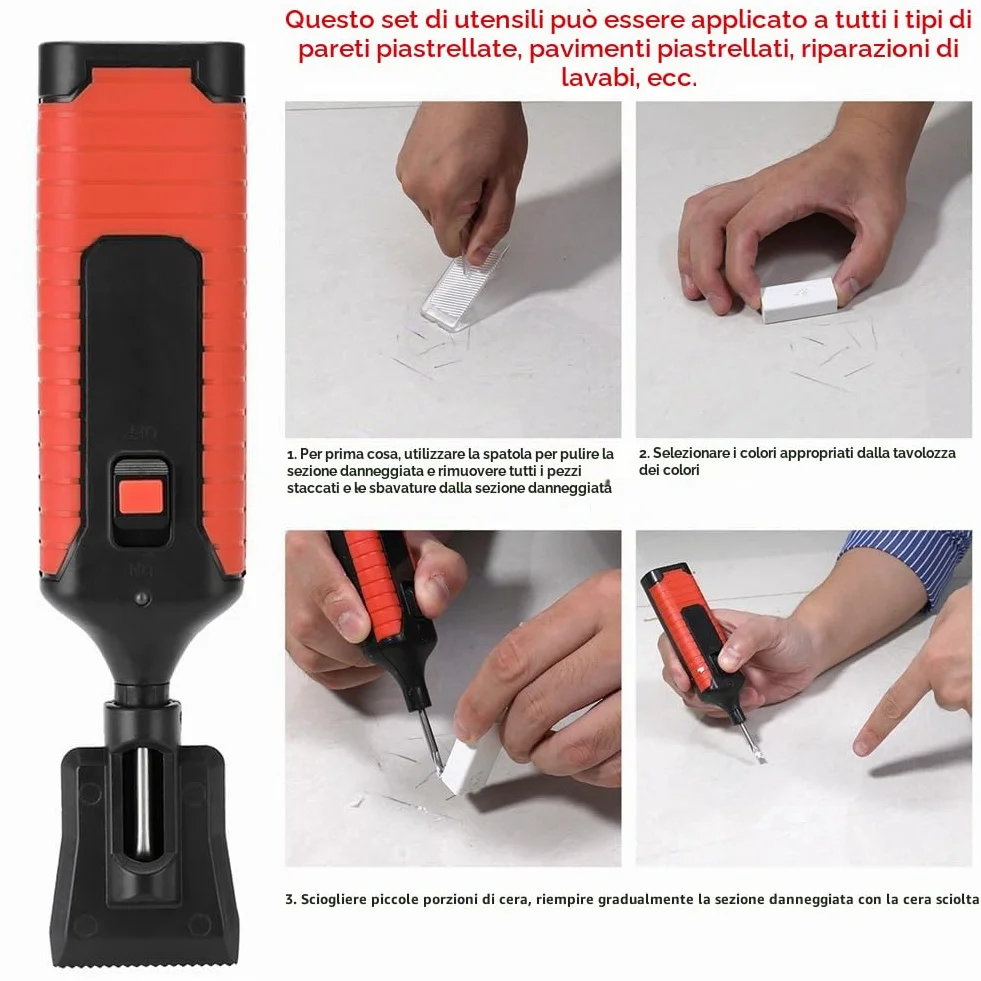Set di strumenti per riparazione di piastrelle in ceramica Kit di riparazione per graffi Kit di riparazione per crepe Kit di riparazione per pavimenti Fai-da-te Kit di riparazione per fissare graffi e