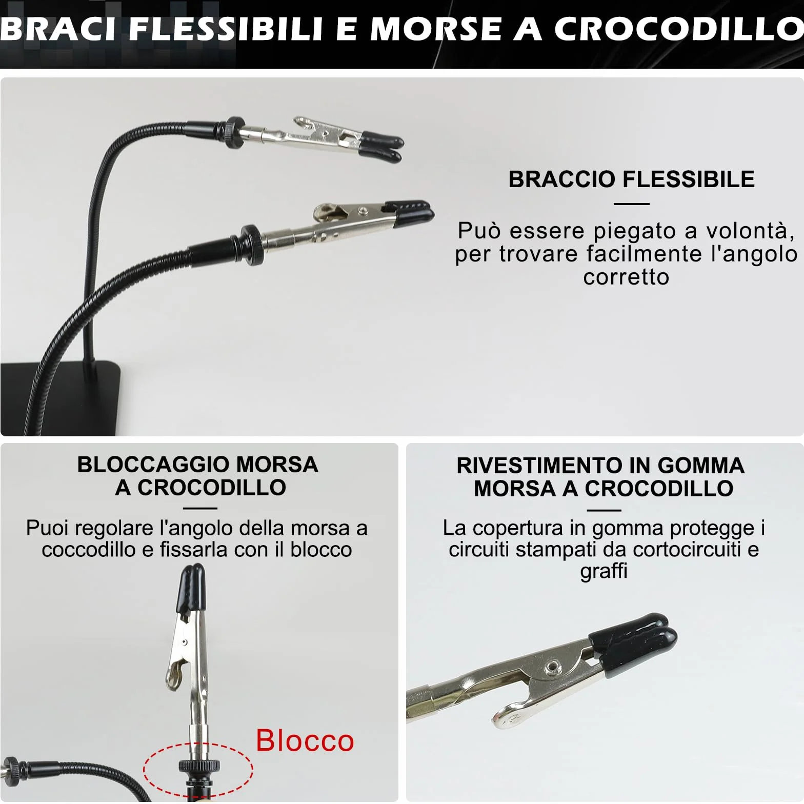 Terza Mano Saldatura con 3x Lente di Ingrandimento, Accessori per Modellismo, tonhui Supporto per Saldatura su Schede, Stazione di Aiuto a Quattro Braccia per Gioielleria, Hobby e Lavori Manuali