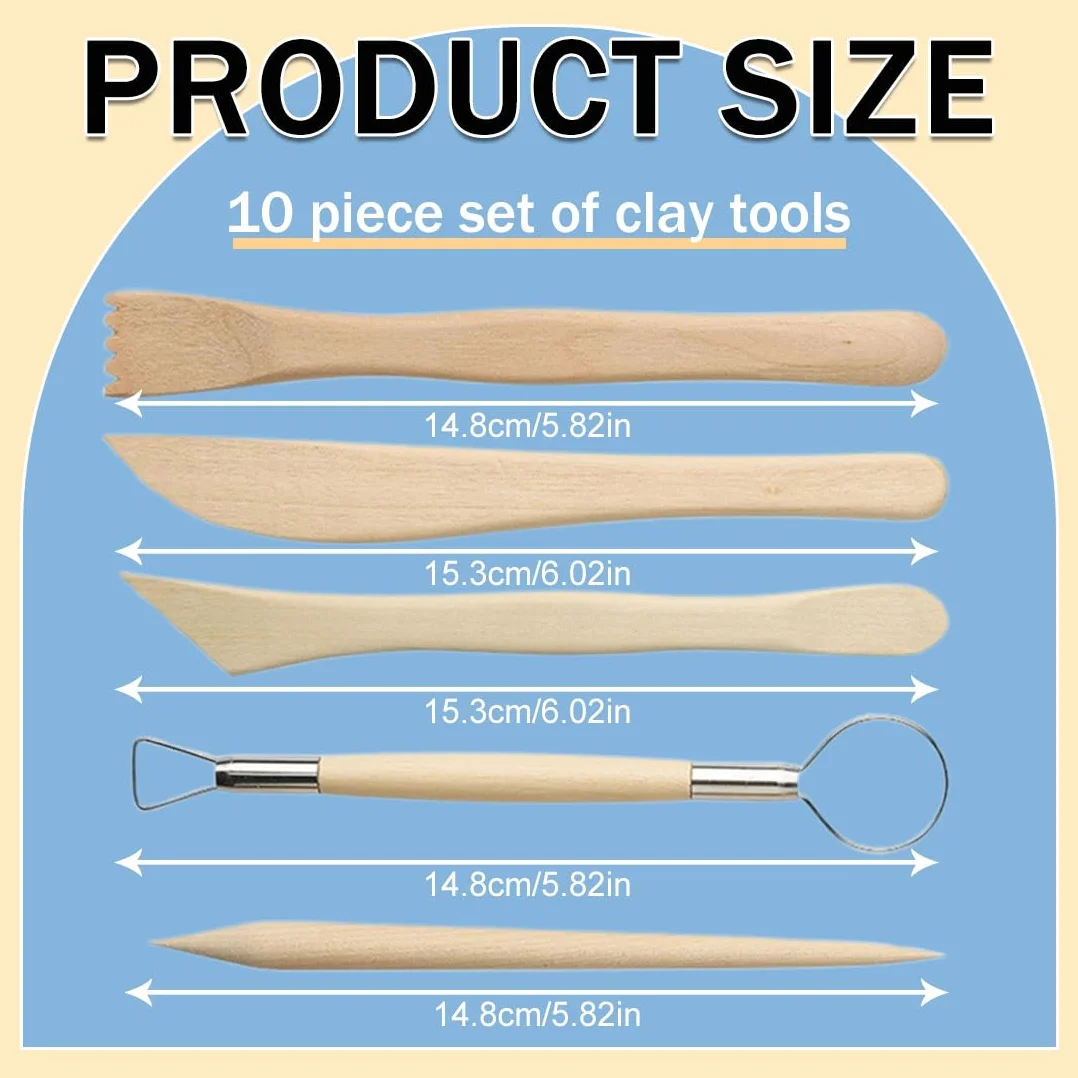 10 Pezzi Strumenti per Modellare Argilla, Attrezzi per Modellazione di Das e Ceramica, Kit Ceramica Fai da Te Perfetta per Professionisti o Principiant