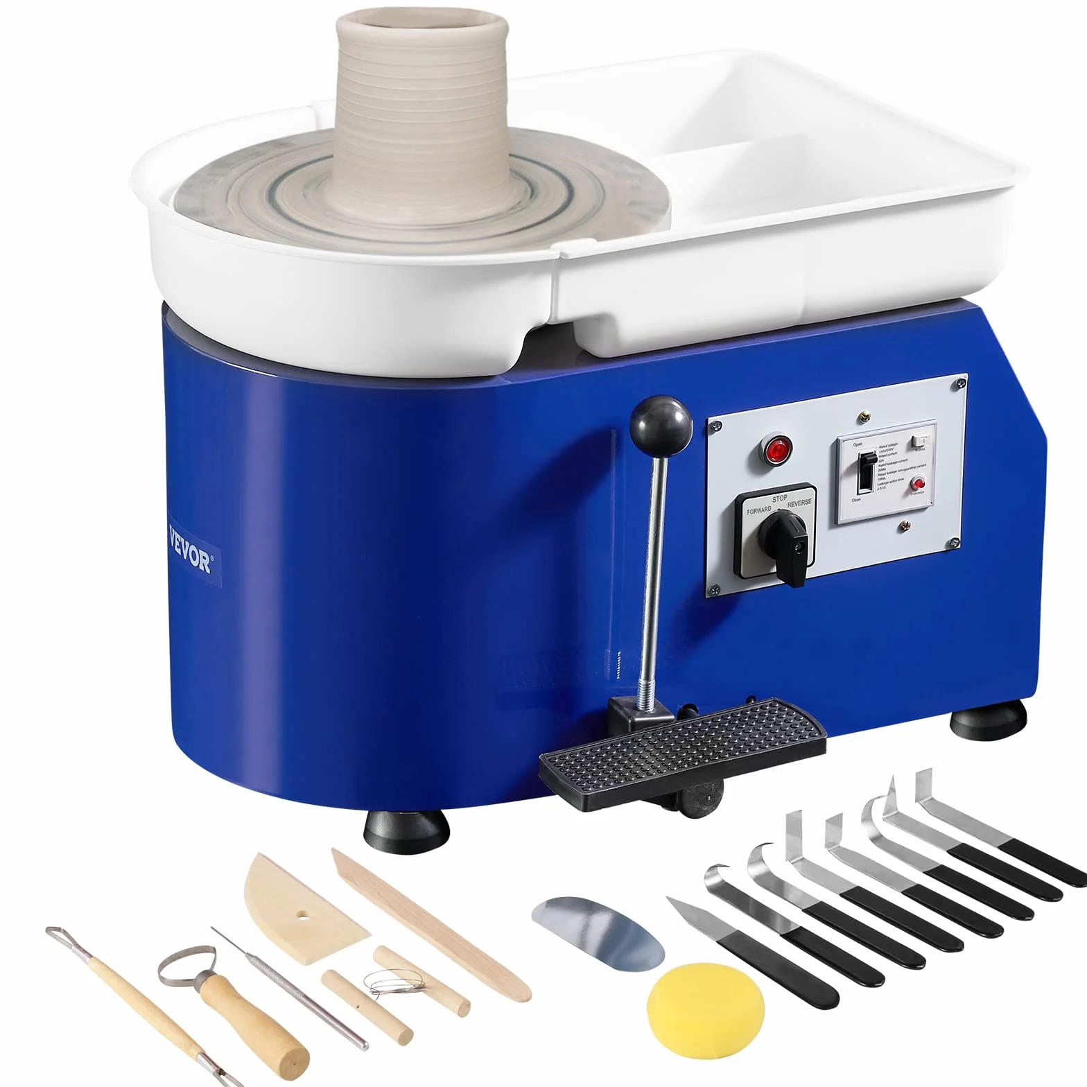 VEVOR Tornio per Ceramica Argilla con Pedale 350W Diametro 28cm Velocità 60-300 giri/min, Macchina Ruota di Ceramica Fai-da-te Hobbista Controllo Velocità Controllata 350W Livello Rumore entro 60 dB