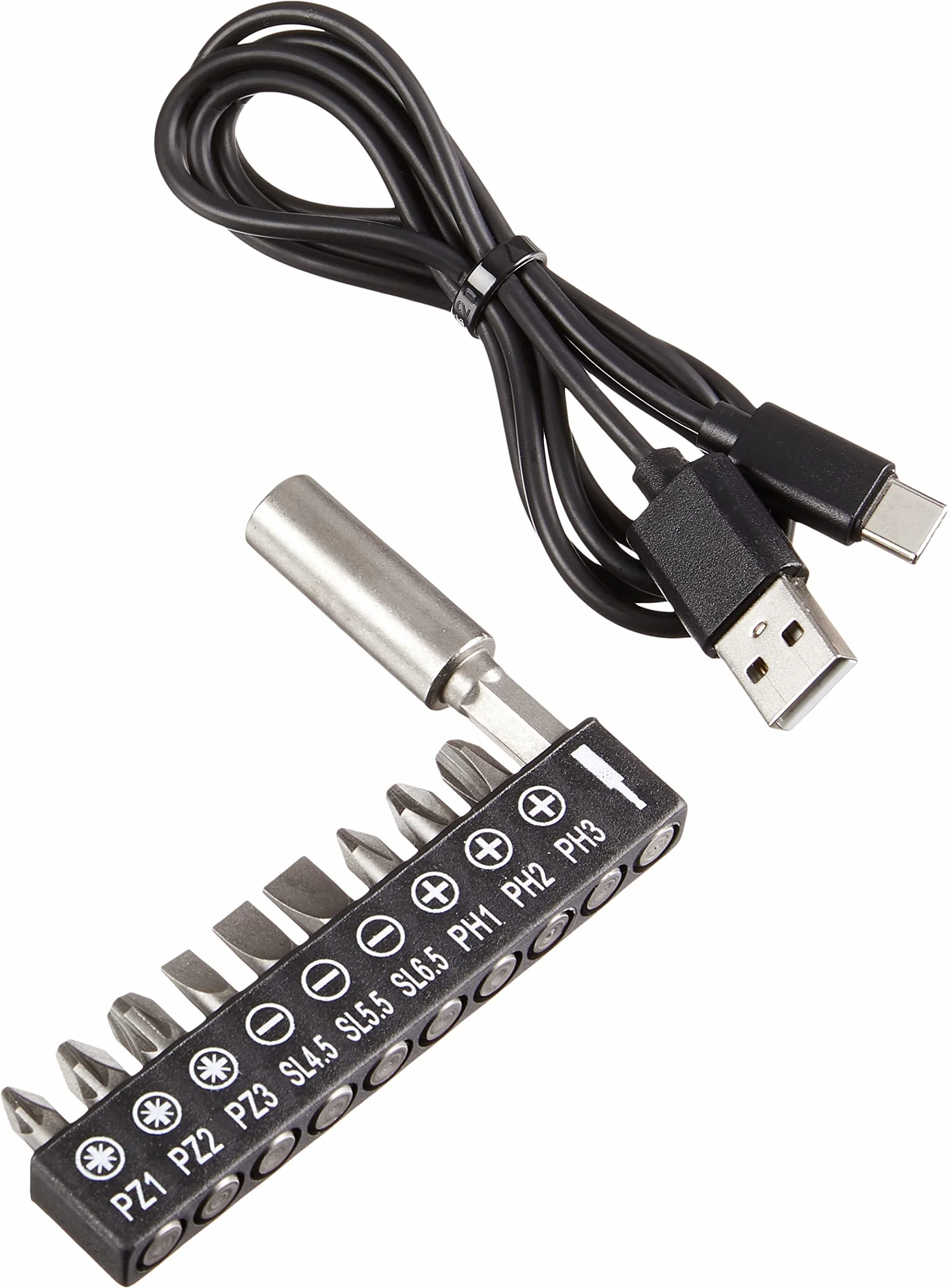 Amazon Basics by SKIL avvitatore elettrico da 3,6V (4V max), include set da 10 punte e cavo USB, nero