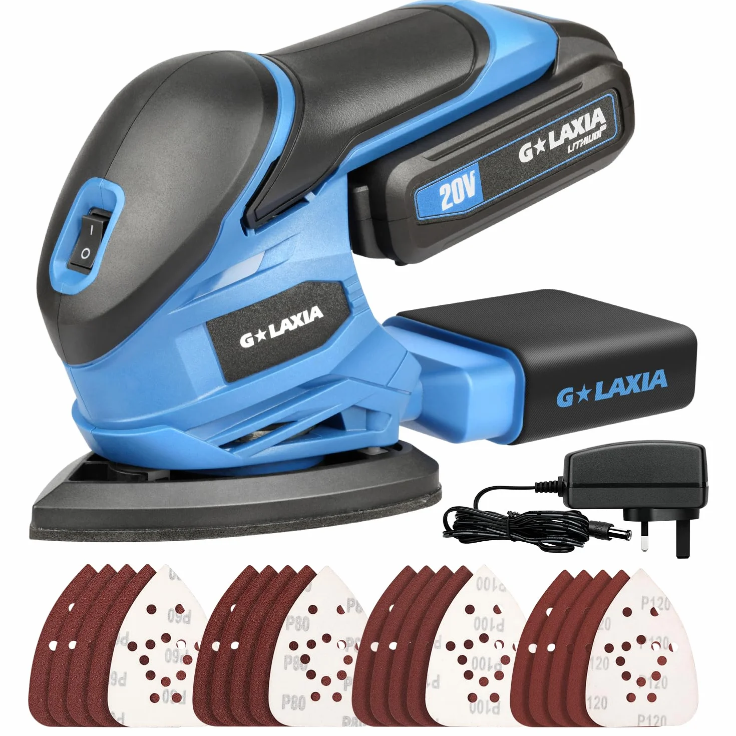 20V Levigatrice per Legno,Levigatrice Mouse Velocità 12000 OPM con Raccolta Polvere, 20PCS Carte Abrasive(60/80/100/120 Grani),levigatrice orbitale a batteria Ricaricabile con Batteria 1.3Ah