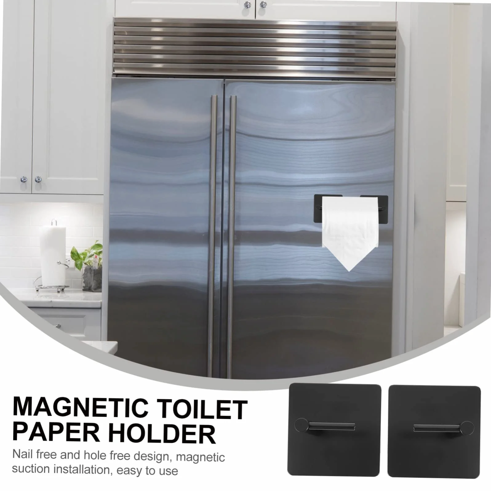 PRETYZOOM Porta Carta Igienica Magnetico Acciaio Inossidabile Nero Salvaspazio