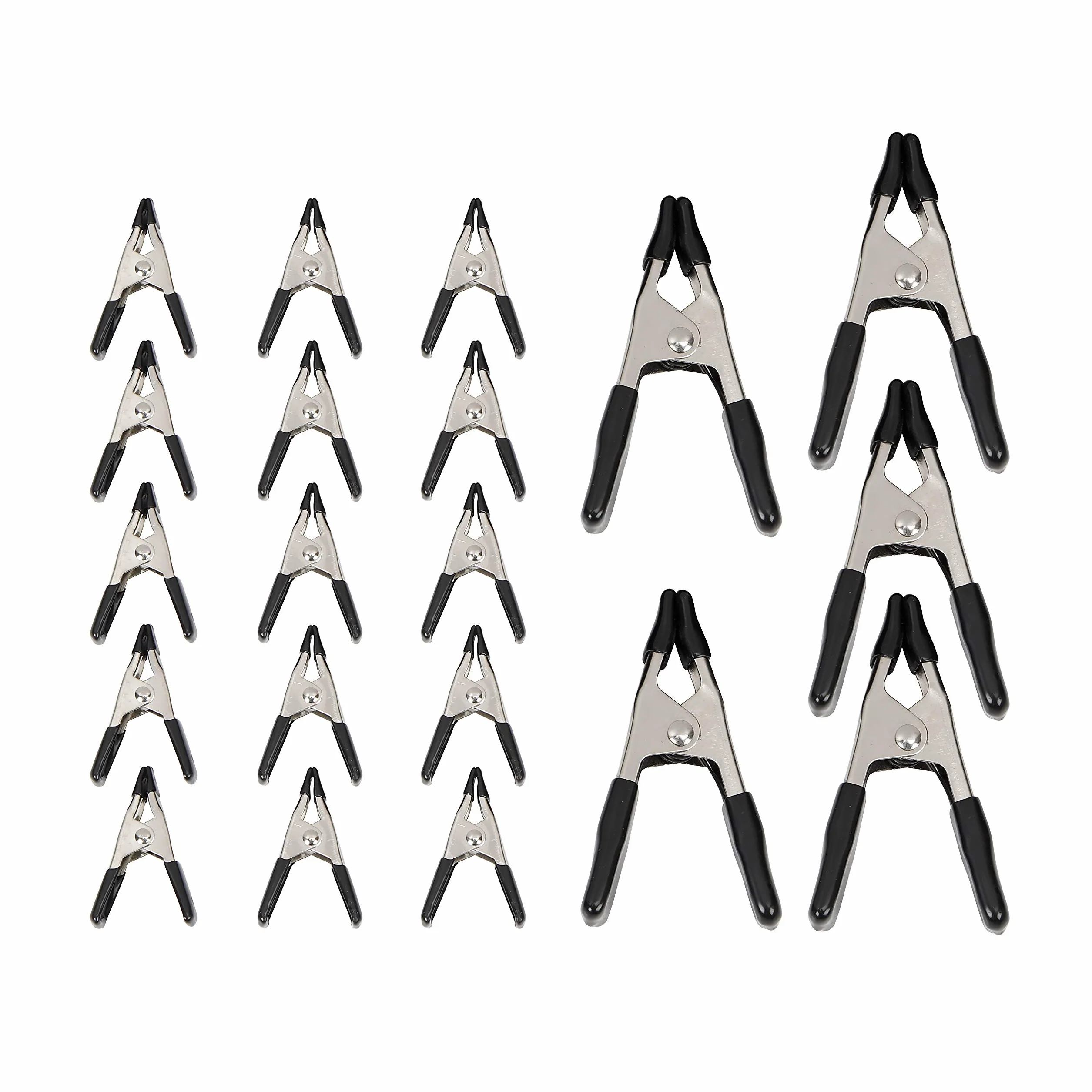Amazon Basics 20 unità morsetti a molla in acciaio: 15 unità da 1,91 cm, 5 unità da 2,54 cm, Nero/Argento