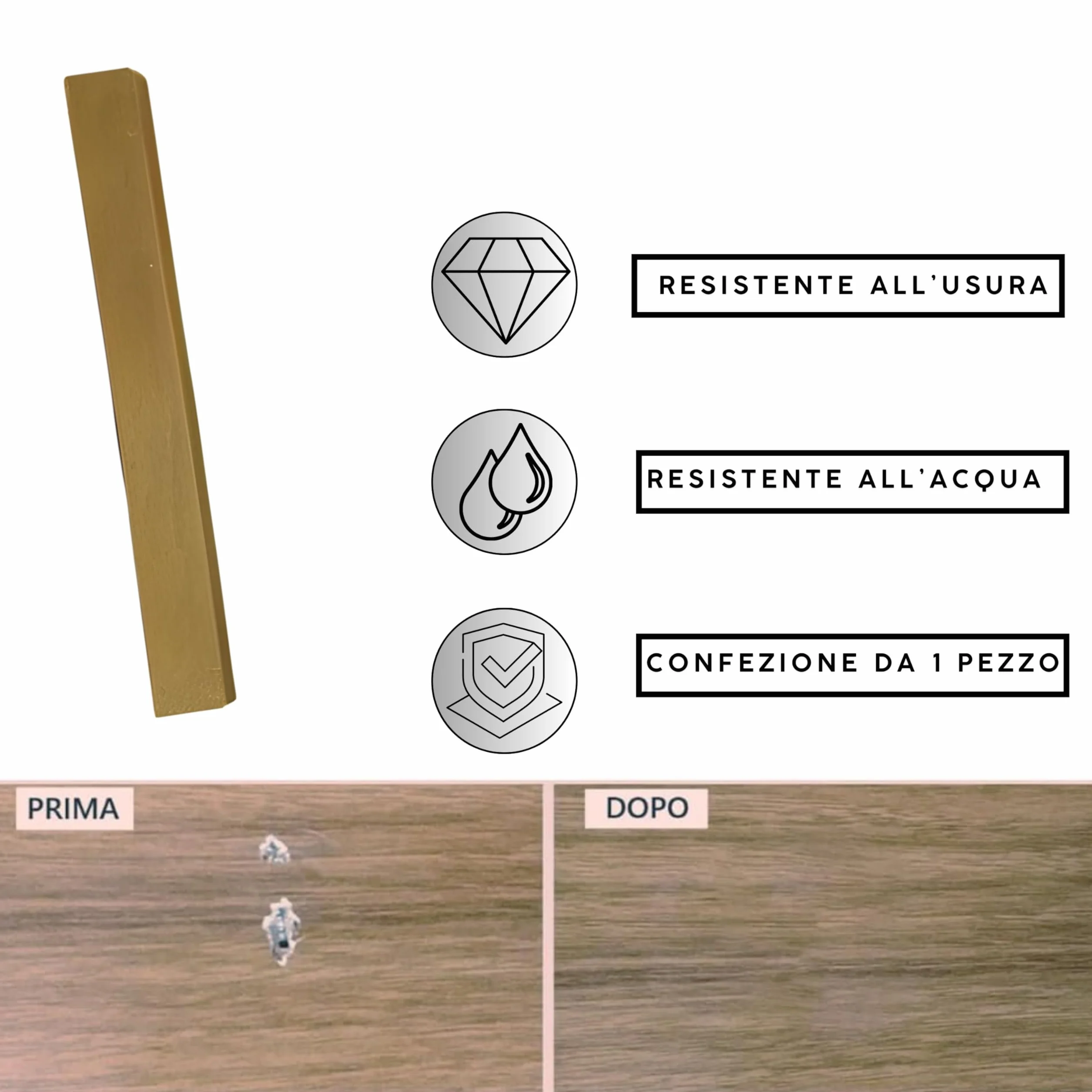 Bastoncino Cera per Ritocco Legno - Stick di Cera Naturale per Graffi e Solchi Legno - (Noce Chiaro)