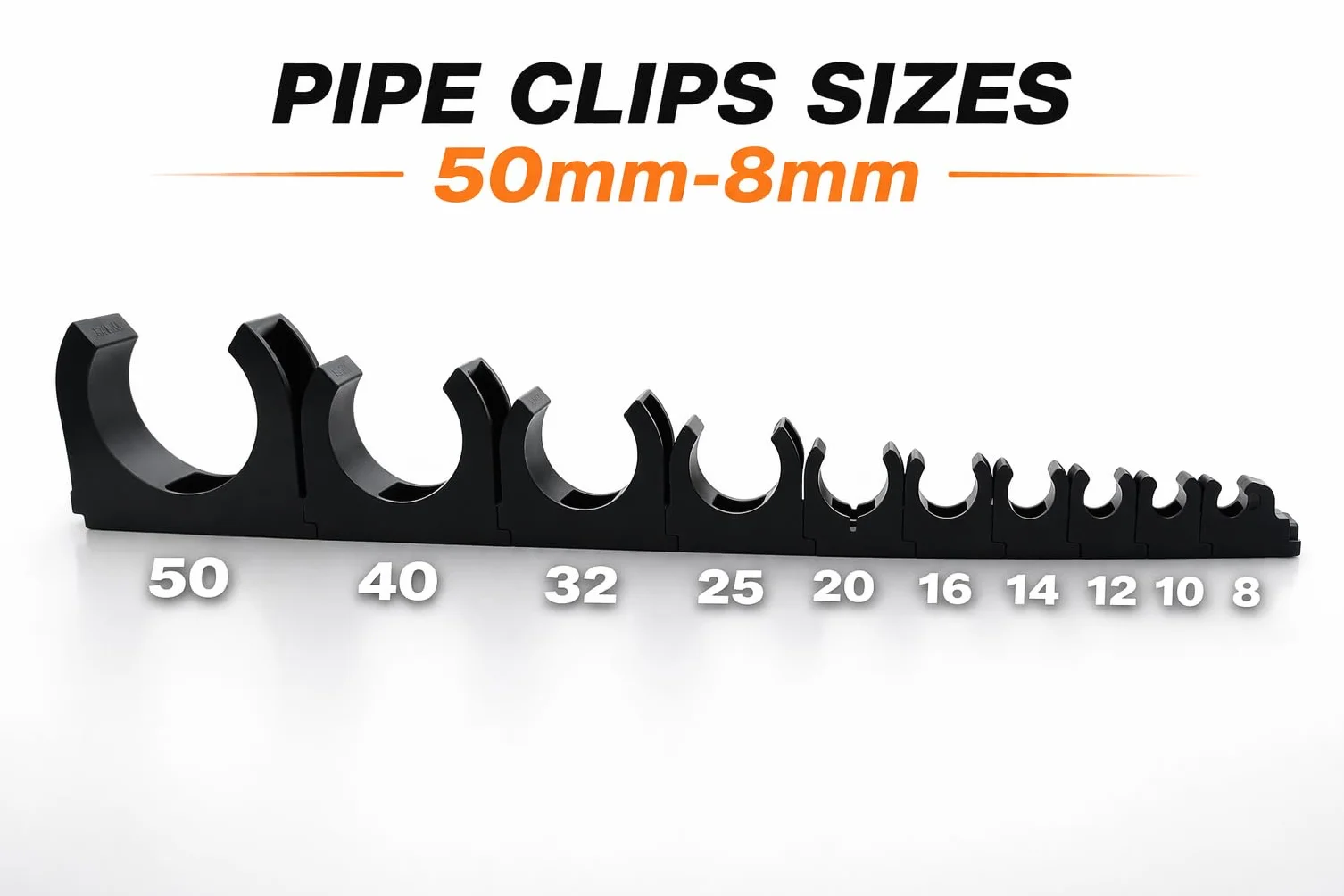 SOMA Clip per tubo in plastica, nero, 25 mm, confezione da 24 pezzi, morsetto a clip, clip per tubi, resistente ai raggi UV