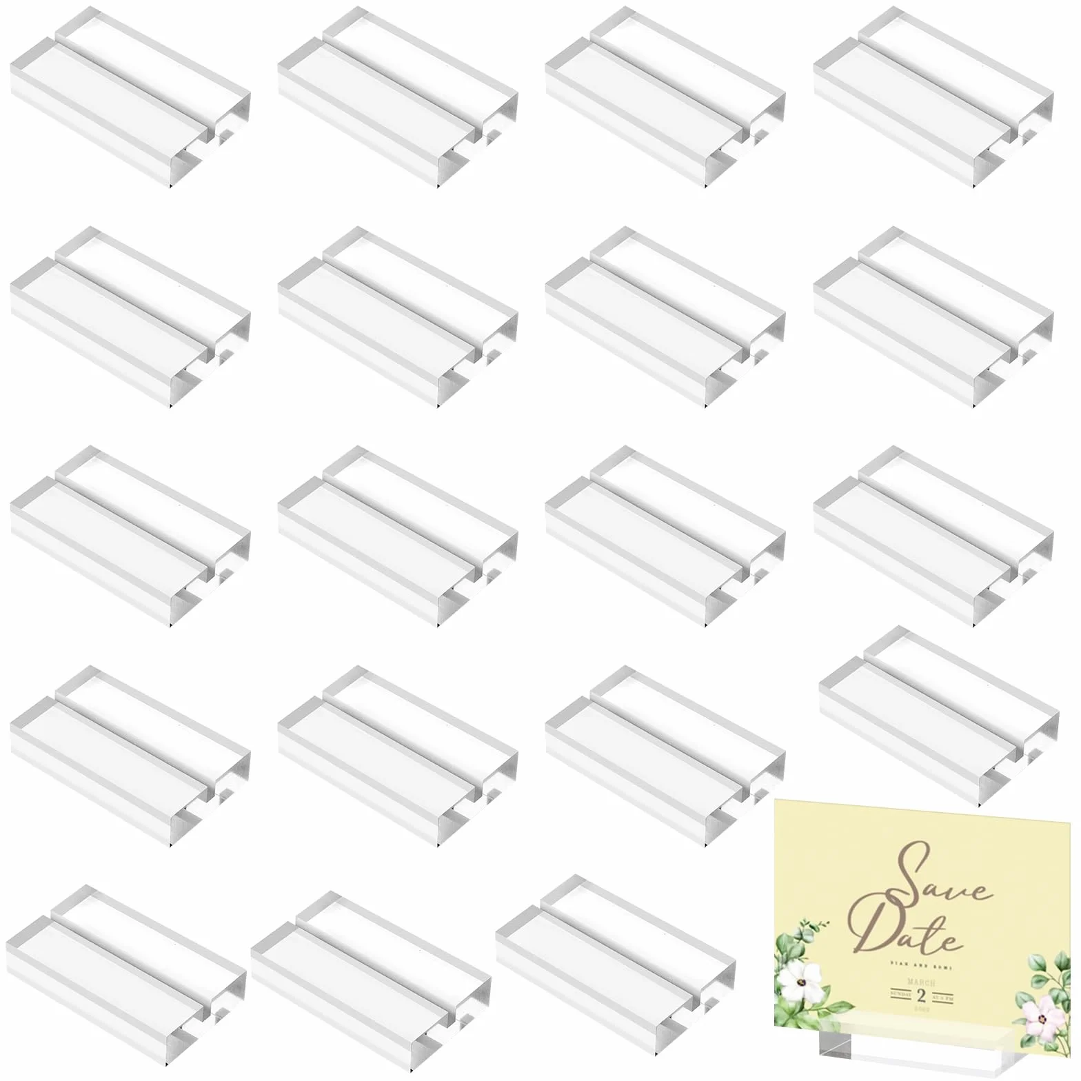 20 supporti in acrilico trasparente per segnaposti, supporti per numeri da tavolo, supporto per la decorazione di eventi di festa