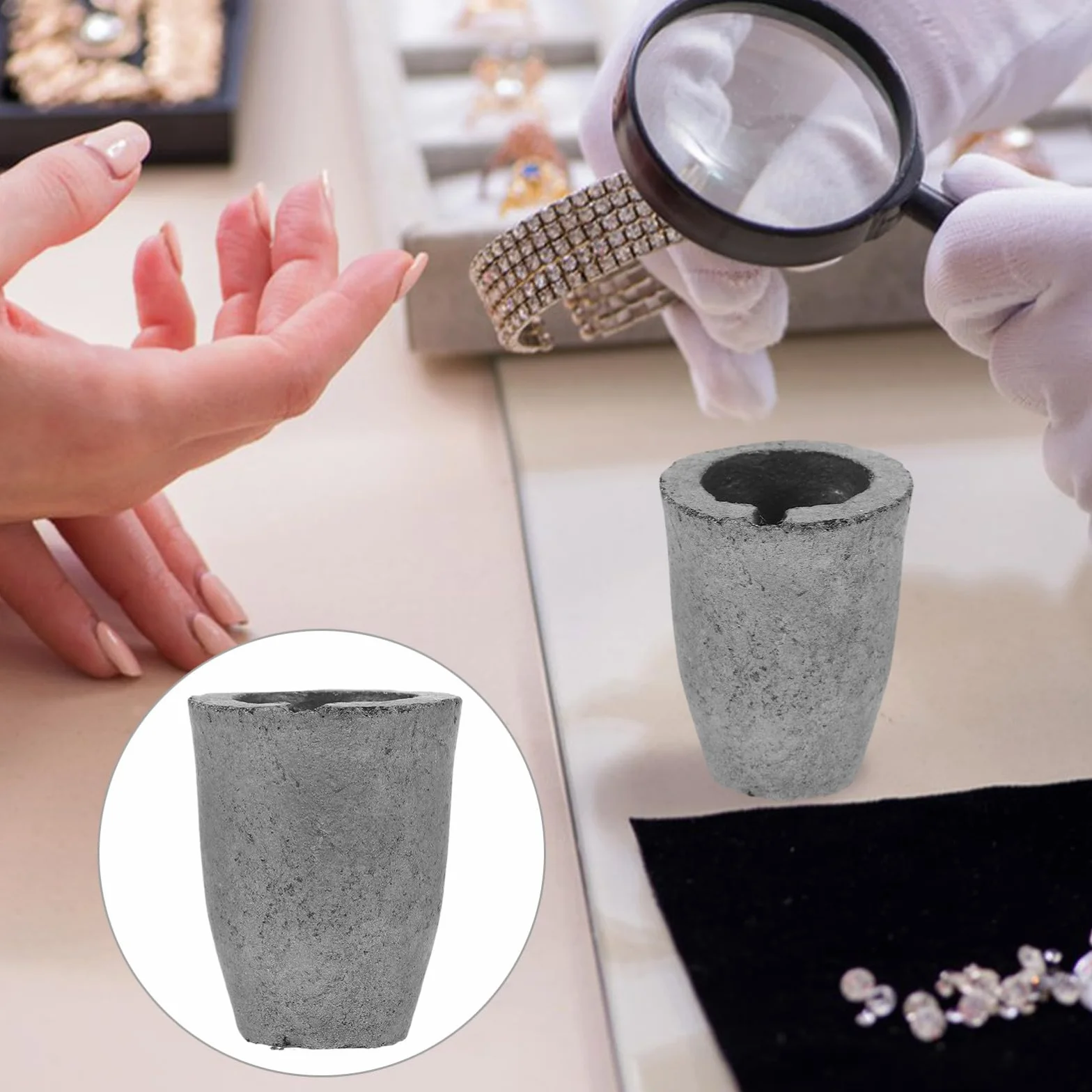 jojofuny Crogiolo in Grafite Carburo di Silicio per Fusione di Metalli come Rame, Alluminio e Argento, Capacità 20ml, per Analisi e Campionamento in Laboratorio
