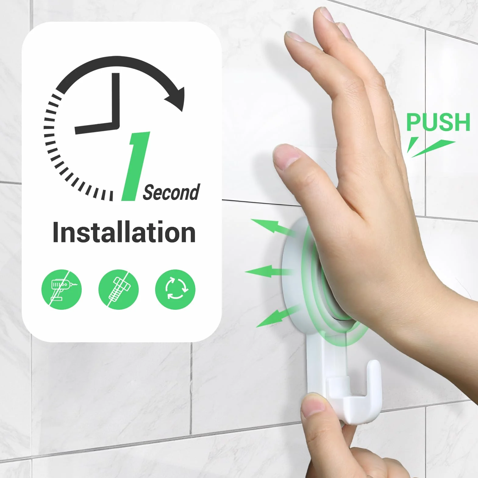 ilikable 4 Pezzi Ganci Ventosa Bagno Super Portante 5KG Senza Foratura Ganci a Ventosa per Asciugamani Appendini Bagno Impermeabile e Resistente al Grasso Parete per Doccia Cucina