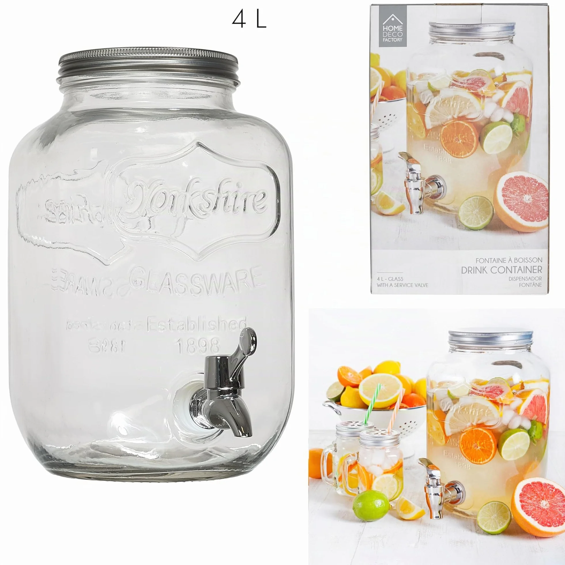 Saveur et Degustation FONTAINE 4 l trasparente 15 x 15 x 25,5 cm bevanda in vetro