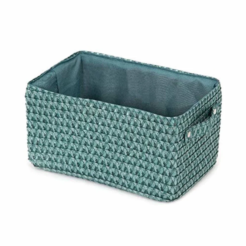 Lilou Cestino Portaoggetti Con Manici Tessuto Polipropilene Cartone 23x15x12 cm Verde