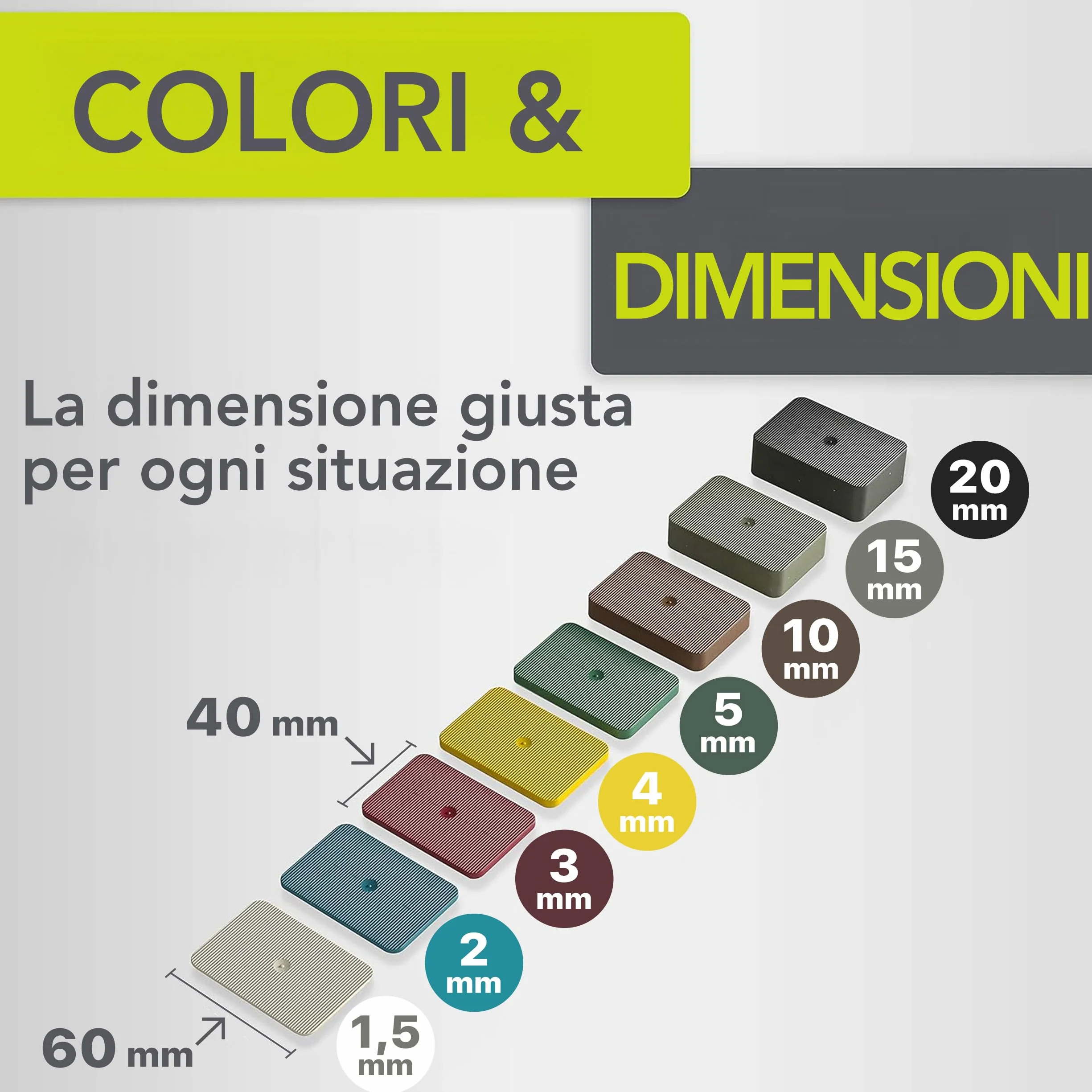 Premium spessori in plastica | 40 x 60mm, 80 pezzi fino a 5 t | Prodotto in Germania | squadrette angolari, distanziatori per piastrelle, distanziali| set: 1,5, 2, 3, 4, 5, 10, 15, 20 mm