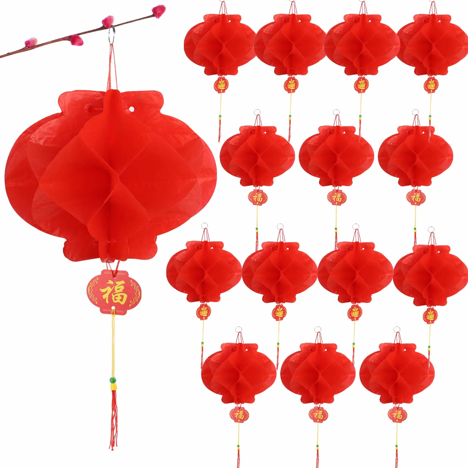 Lanterne Cinesi 15 cm Rosse Decorazione Festa Cinese 30 Pz