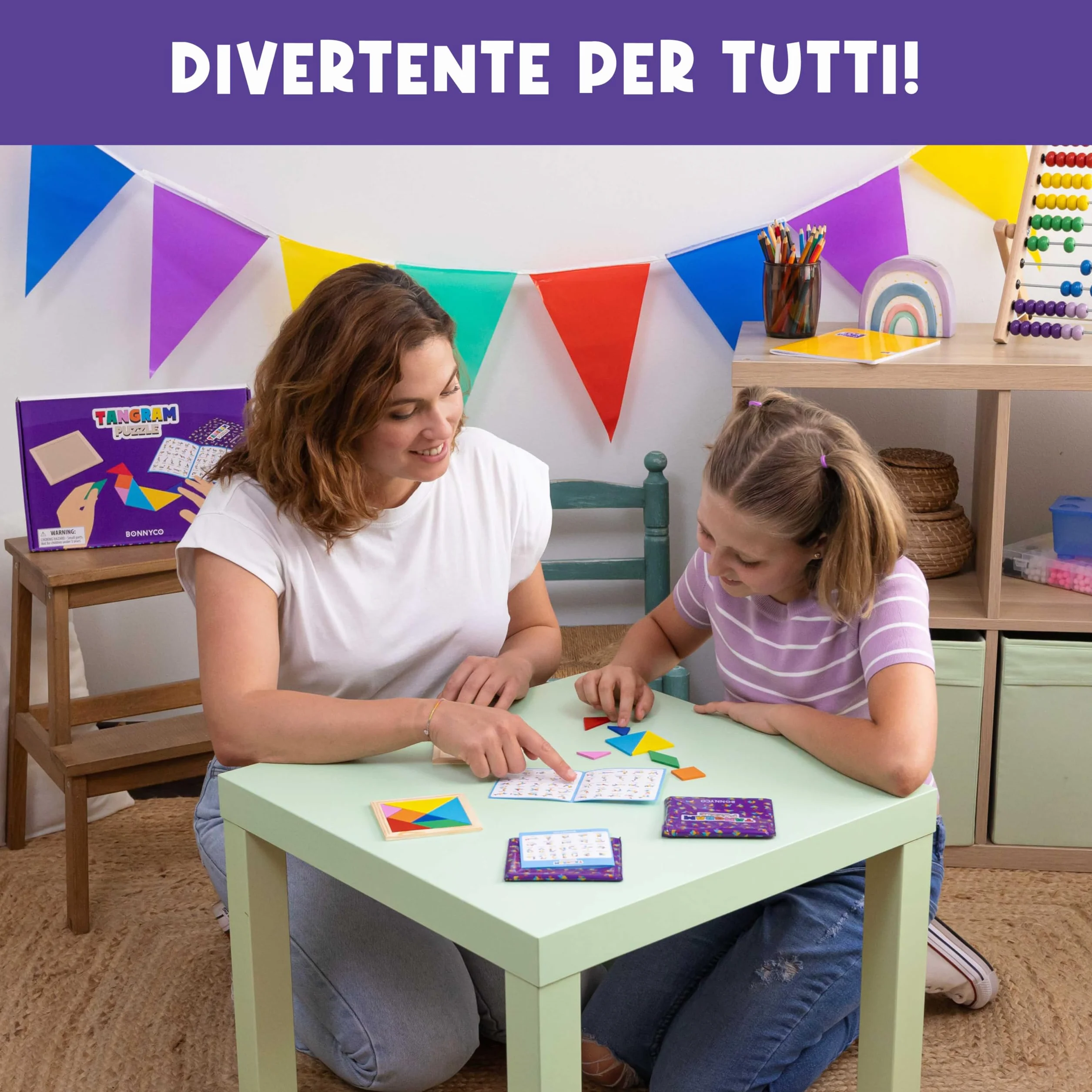 BONNYCO Tangram Legno Bambini Pack 30 Gadget Compleanno Bambini. Mini Giochi Regalini Fine Festa Compleanno, Regalino Fine Festa Invitati. Persierini Giochini per Feste, Mini Puzzle Gadget Scuola