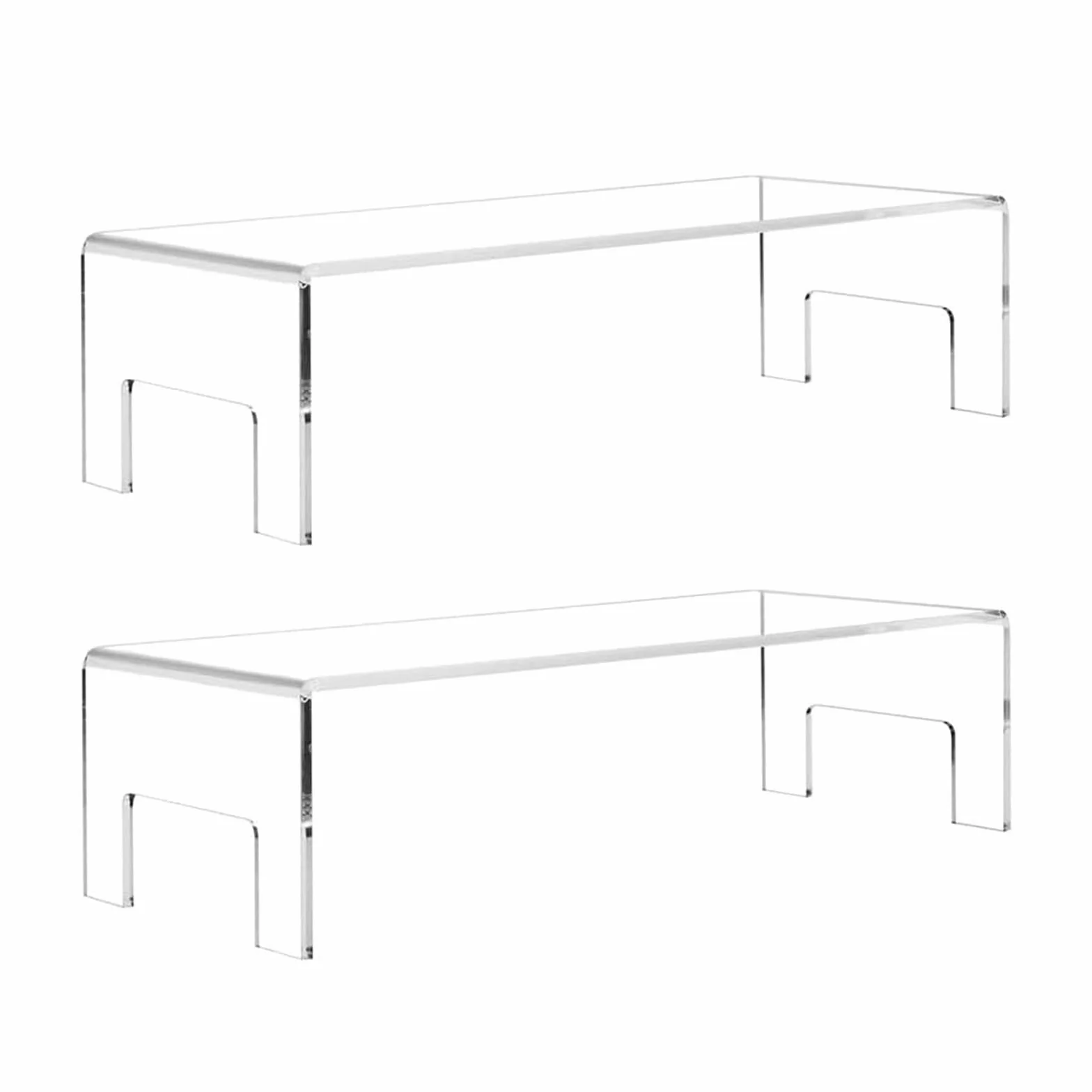 TopHomer 2 Pezzi Espositore in Acrilico Trasparente, Alzate in Acrilico per Figurine, Buffet, Bambole, Cosmetici, Dessert e Cupcake
