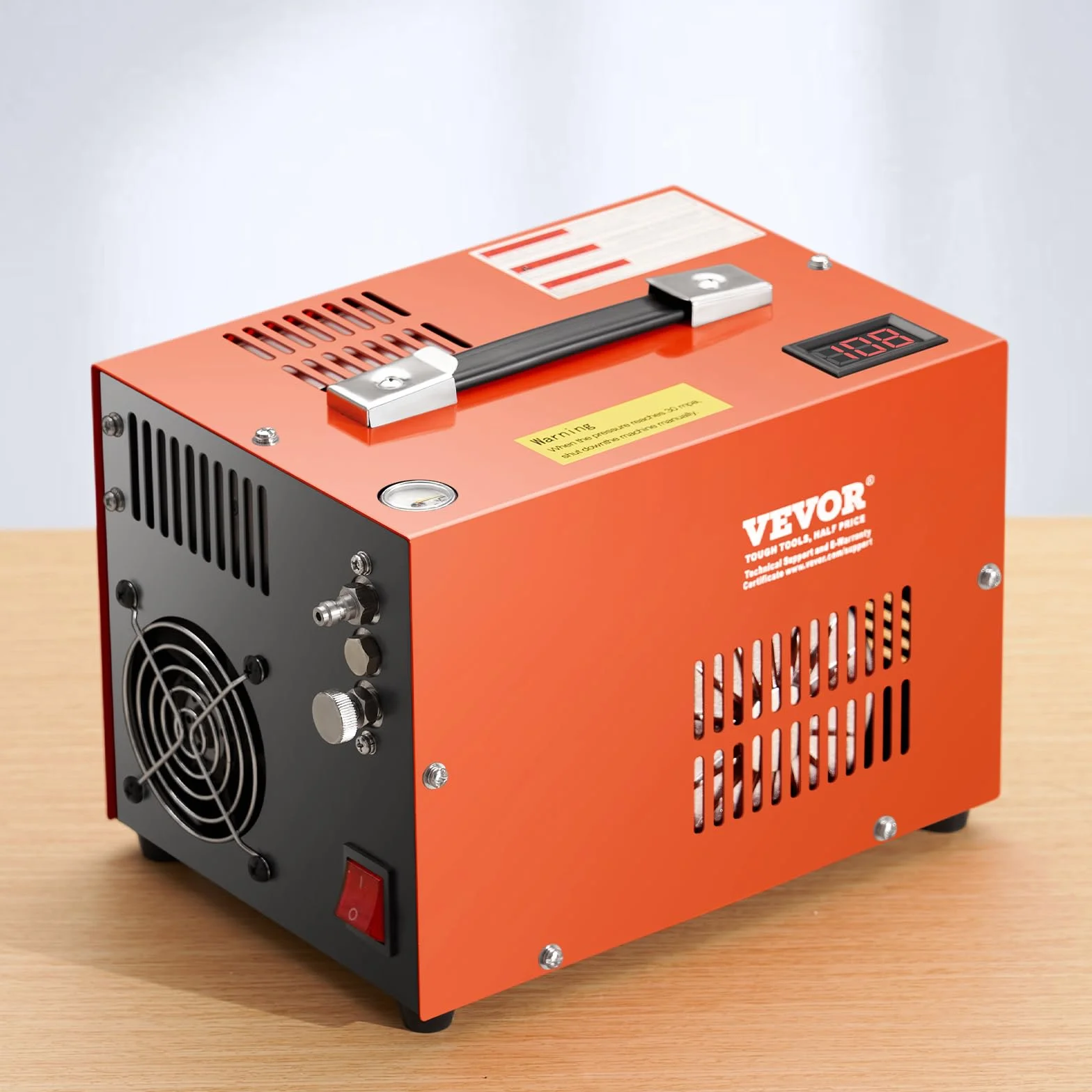 VEVOR Compressore d'Aria PCP, Compressore per Fucile ad Aria Compressa PCP 30 MPa con Convertitore Integrato e Sistema di Raffreddamento a Ventola Integrato, Bombole di Paintball con Arresto Manuale
