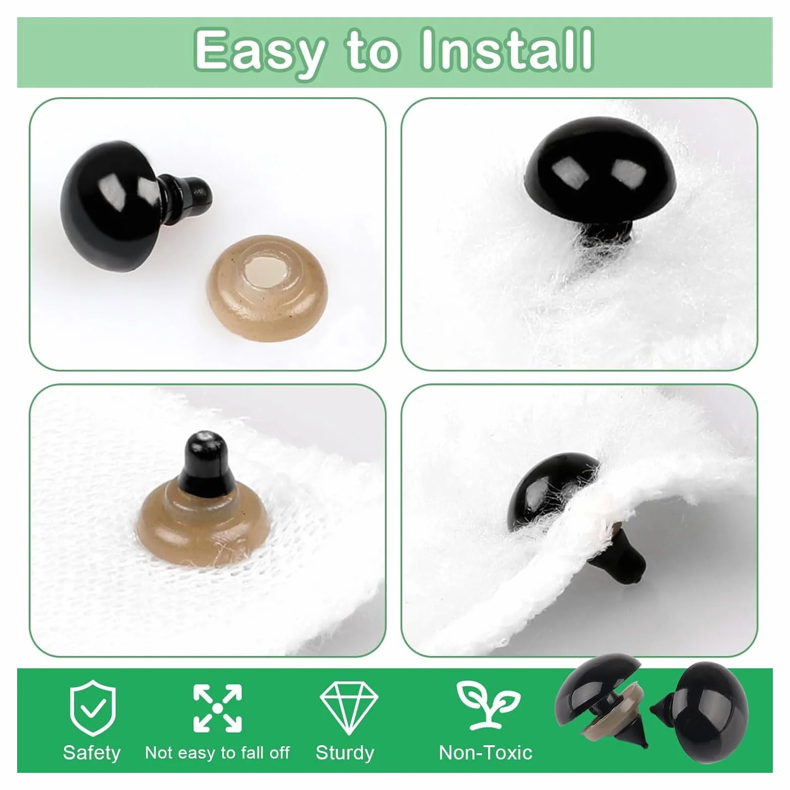 40 Pezzi Occhi di Sicurezza per Animaletti all'Uncinetto (10-20mm) – Occhi Colorati con Sciarpa, Cappello & Pacchetto per Bambola, Peluche, Accessorio per Uncinetto & Materiale per Fai da Te