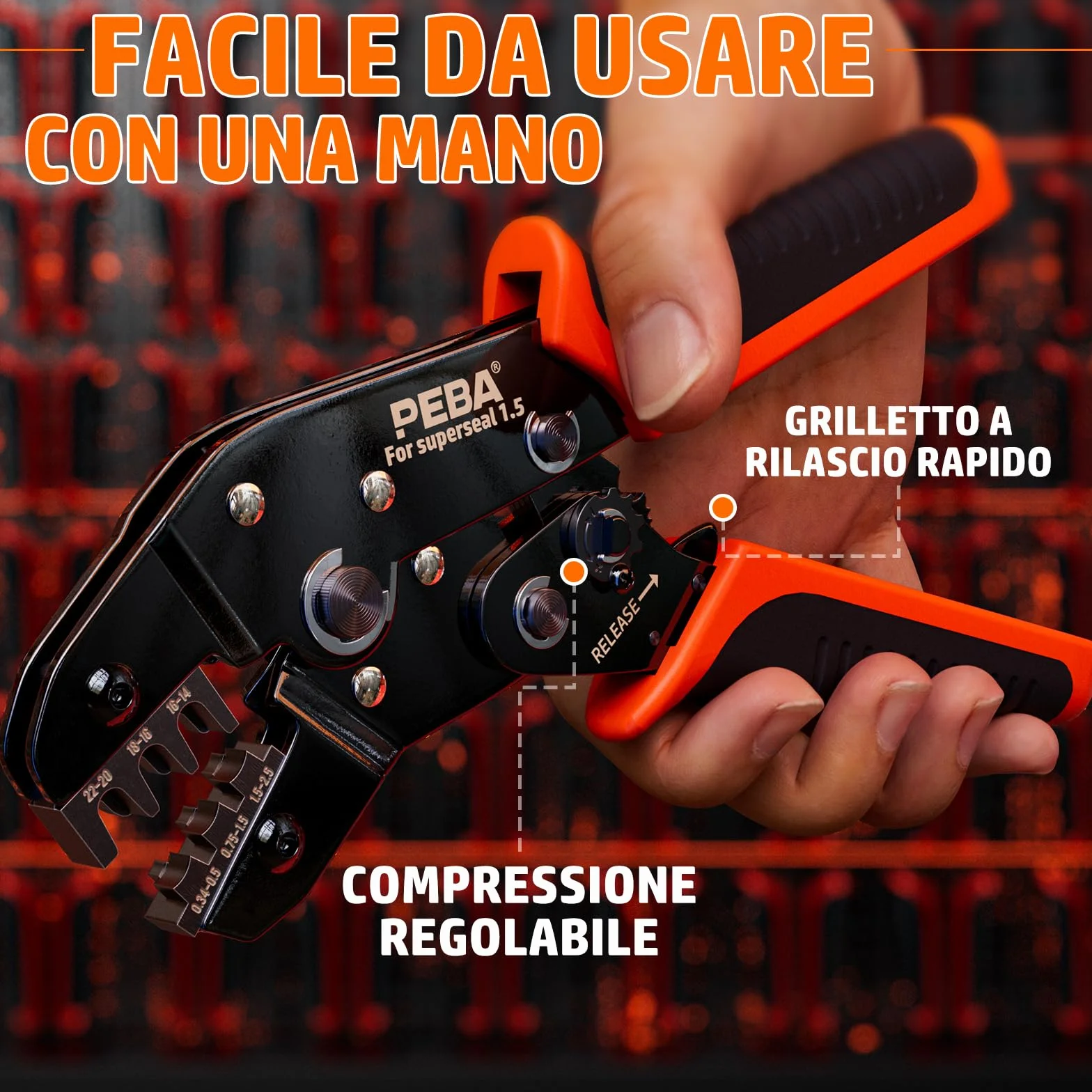 PEBA Connettori Elettrici Impermeabili per Auto, Kit di Connettori per Cavi Elettrici Automobilistici 1/2/3/4 pin Connettori Maschio e Femmina con Strumento di Crimpatura a Cricchetto, Estrazione Pin