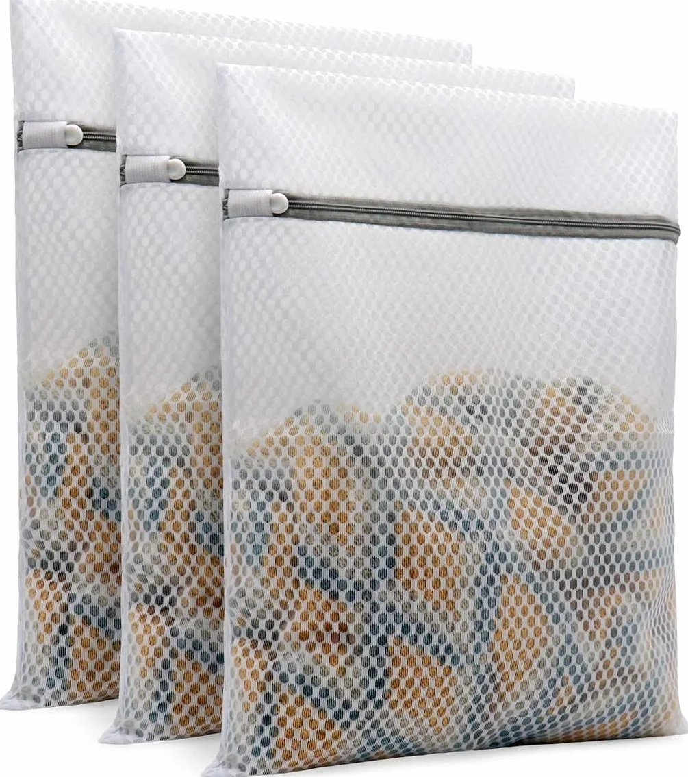 Sacchetti per bucato in rete per capi delicati, design a nido d'ape, set di 3 pezzi (50x60 cm)
