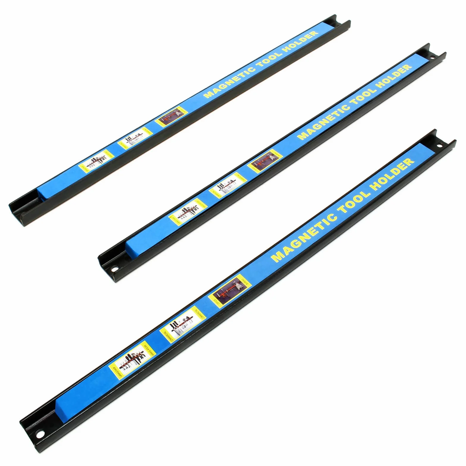 Wiltec Barra magnetica per attrezzi utensili 46cm 1000-1200 gauss Supporto magnetico set 3 pezzi