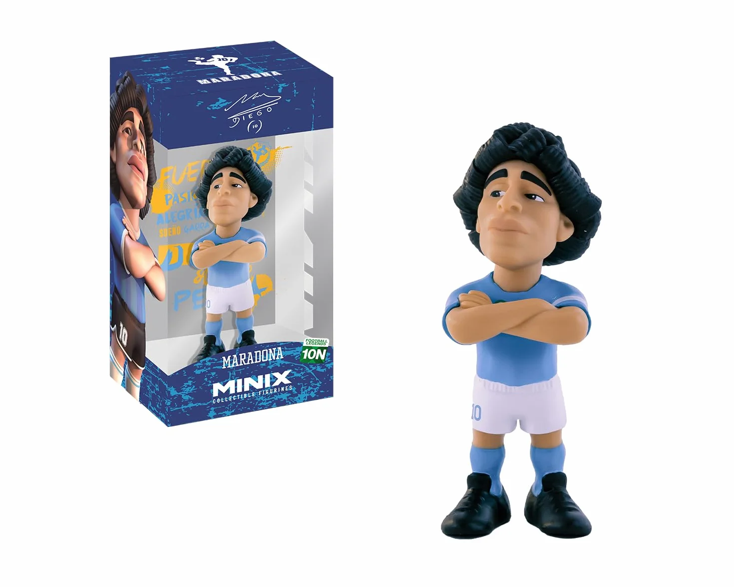 MINIX Diego Armando Maradona Numero 10 Maglia Azzurra Figura Statuetta Originale Serie Football Stars 11cm