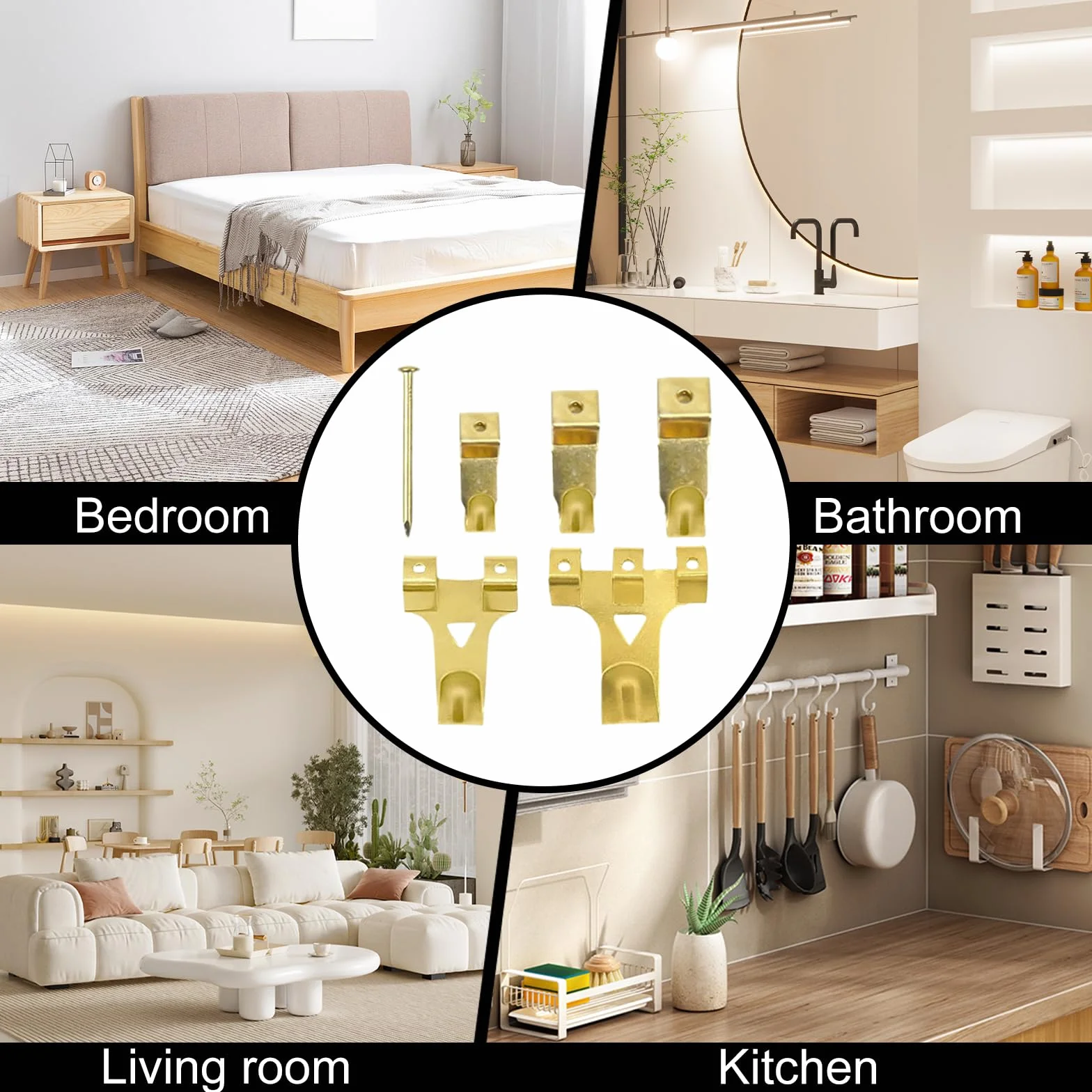 Set di Ganci per Quadri Muro, 130 Pezzi Chiodi Ganci per Quadri Muro, Chiodini per Quadri Muro, per Appendere Foto, Dipinti, Cappelli, Specchi e Altri Oggetti, Ganci Appendi Cartongesso Quadri Ganci