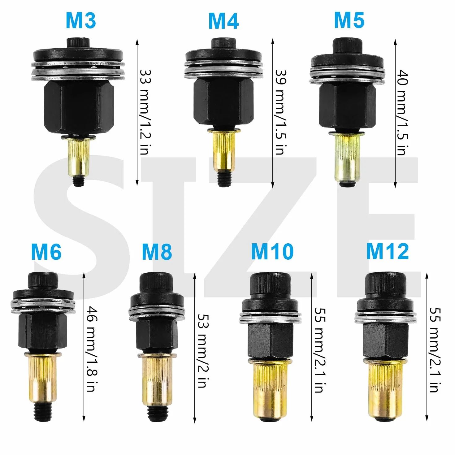 Set Rivettatrici Manuali 7 Pezzi, Rivettatrice per Inserti Filettati M3-M12, Punte Trapano Metallo