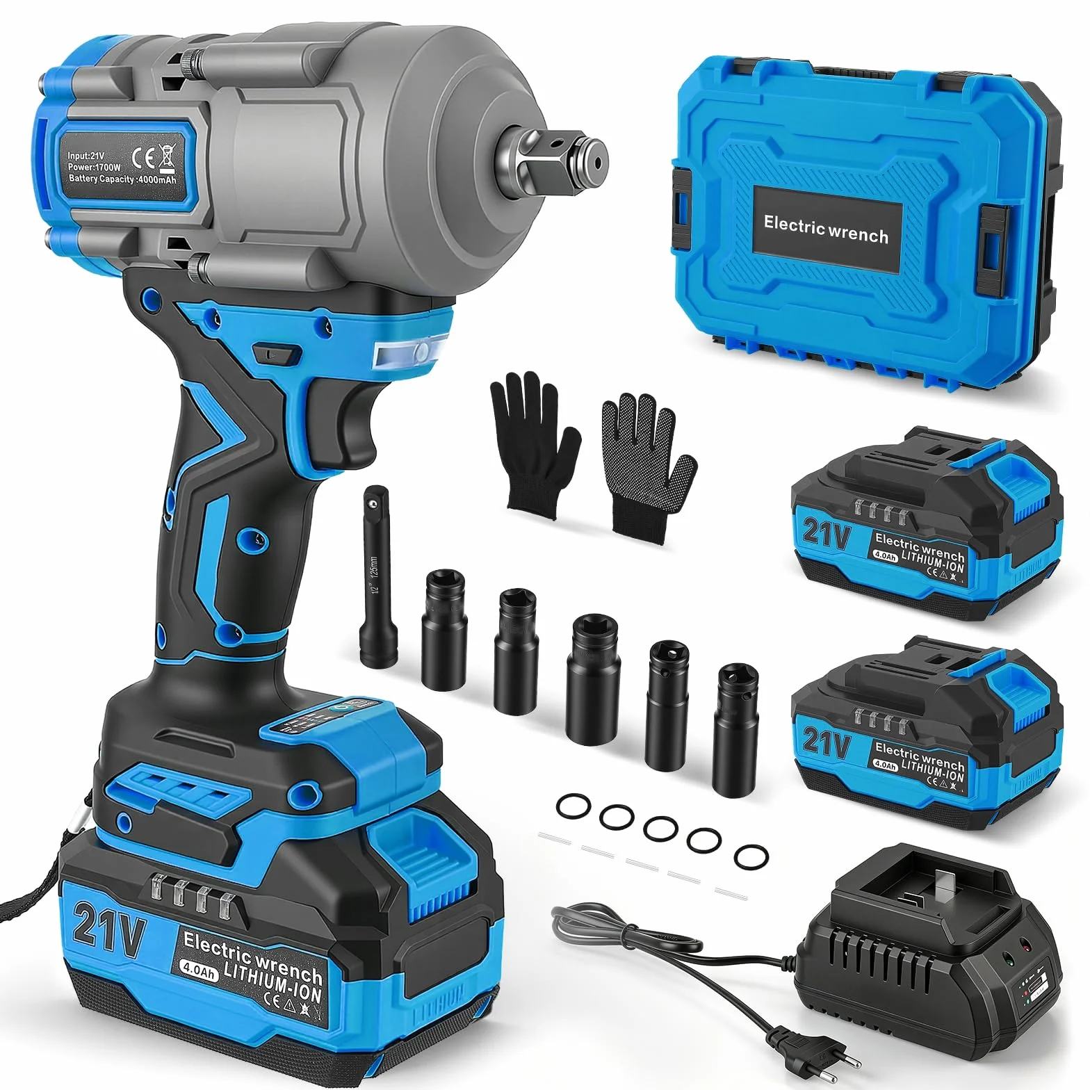 Avvitatore a Percussione 1200 Nm 1/2" Senza Spazzole 21V 2x4,0Ah Batteria con Valigetta