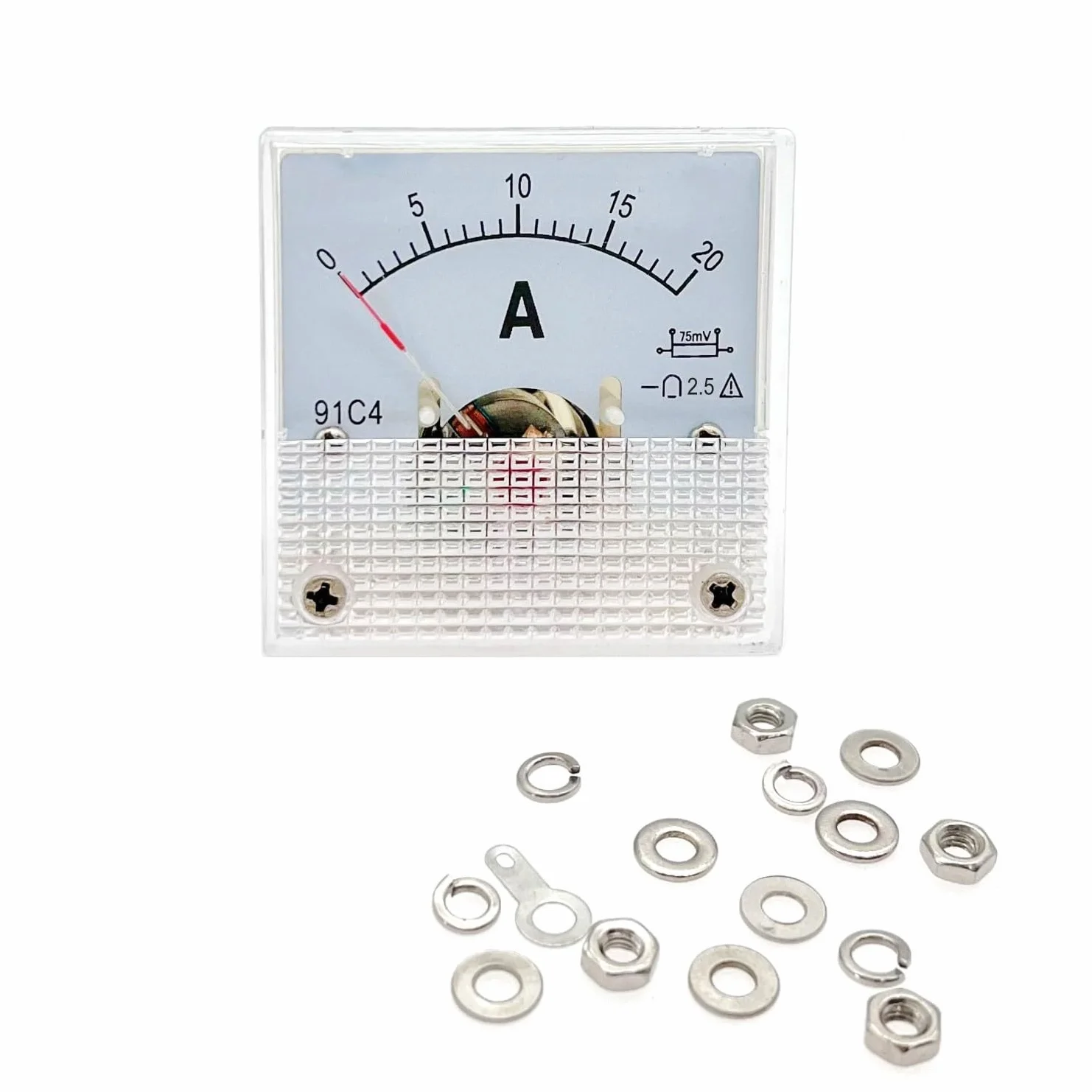 JZK Amperometro pannello 20A misuratore corrente analogico pannello dc 0-20a 75mv, 20 amp 91c4 dc amperometro puntatore corrente, misuratore ampere
