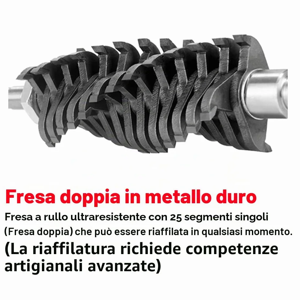 XIIW - Fresa per calcestruzzo, 1600 W, 4000 giri/min, fresatrice a rulli, fresatrice per muri, smerigliatrice per calcestruzzo, fresatrice per pareti per calcestruzzo, gesso, intonaco, malta, vecchie