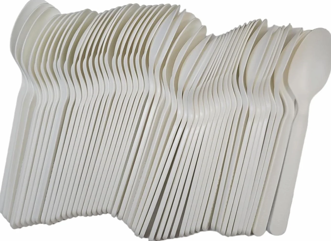 Cucchiai biodegradabili e compostabili in fibra di zucchero bianche 200 pezzi