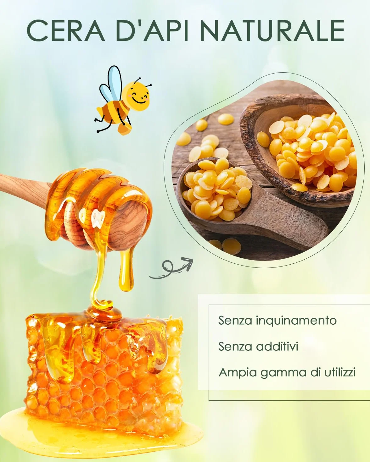 BOYUJK Cera D'api Gialla 200G/906G/2,3KG/4,5KG, Cera D'api per Candele, Pellet di Cera D'api per Prodotti Cosmetici di qualità Ecologica, Cera D'api Biologica per Il Corpo, Cura della Pelle（200G）