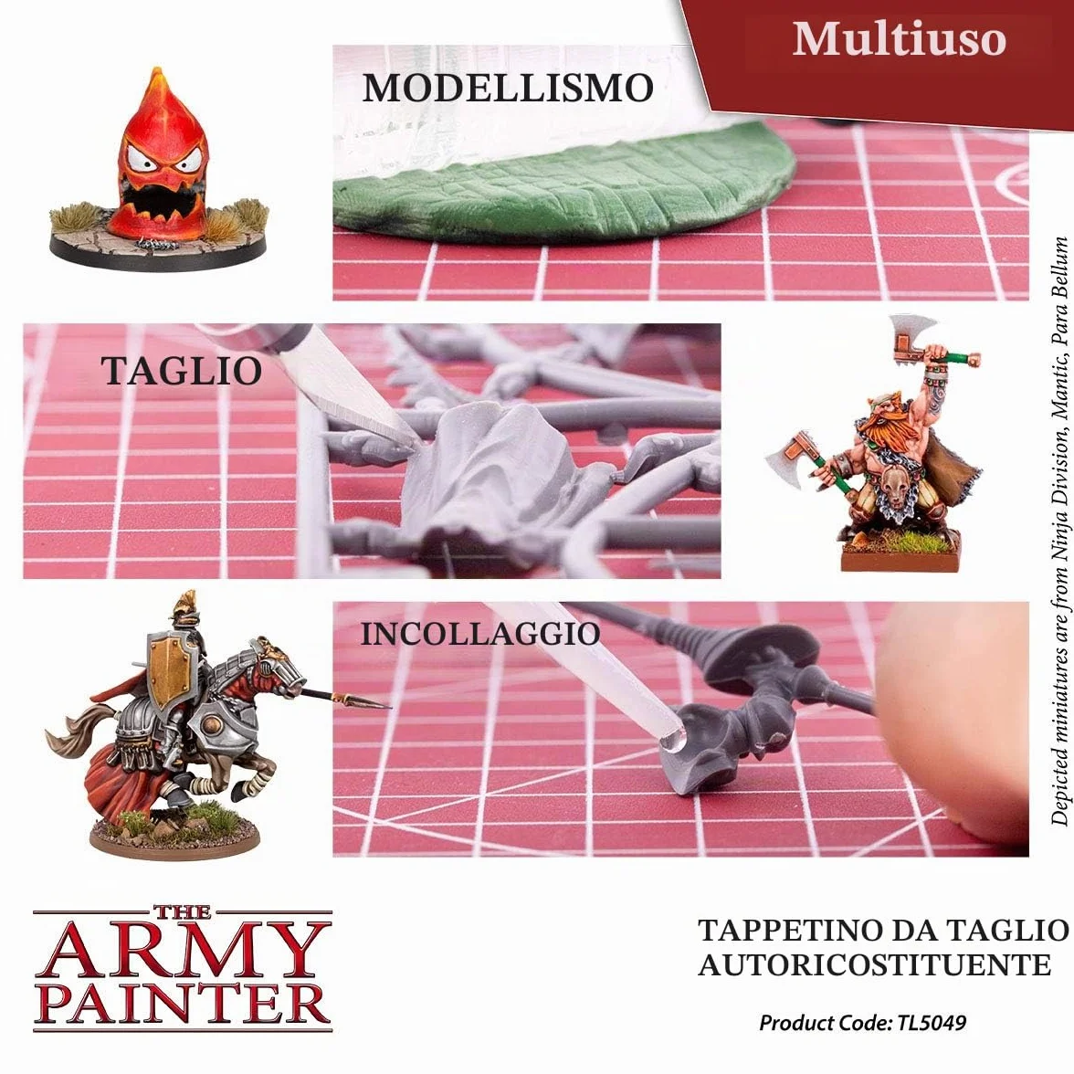 The Army Painter | Tappetino da Taglio Autorigenerante | PVC Antiscivolo Doppio Lato | Tavola con 3 Strati | Griglia per Taglio di Precisione | Modellismo