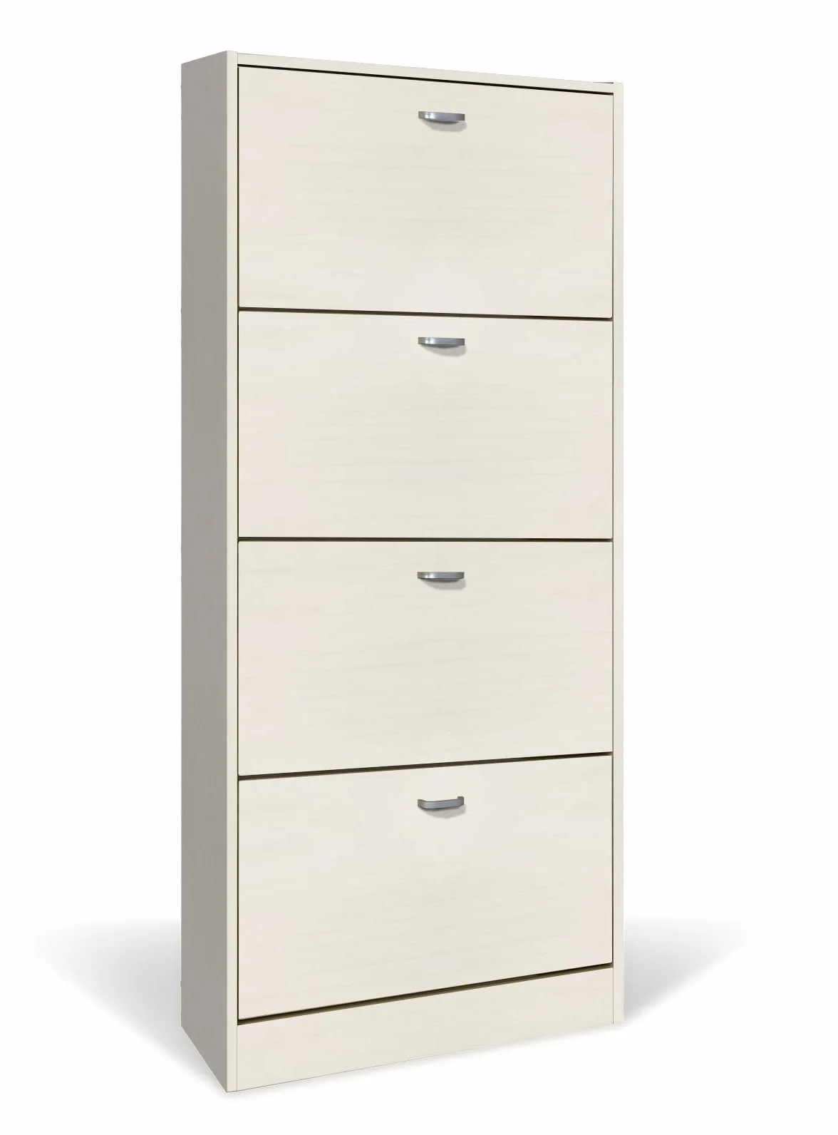 eacommerce Scarpiera in Legno Mobiletto Scaffale Organizer Scarpe Doppio Scomparto Slim (4 Ante - 63x24x150H cm, Bianco Nordico)