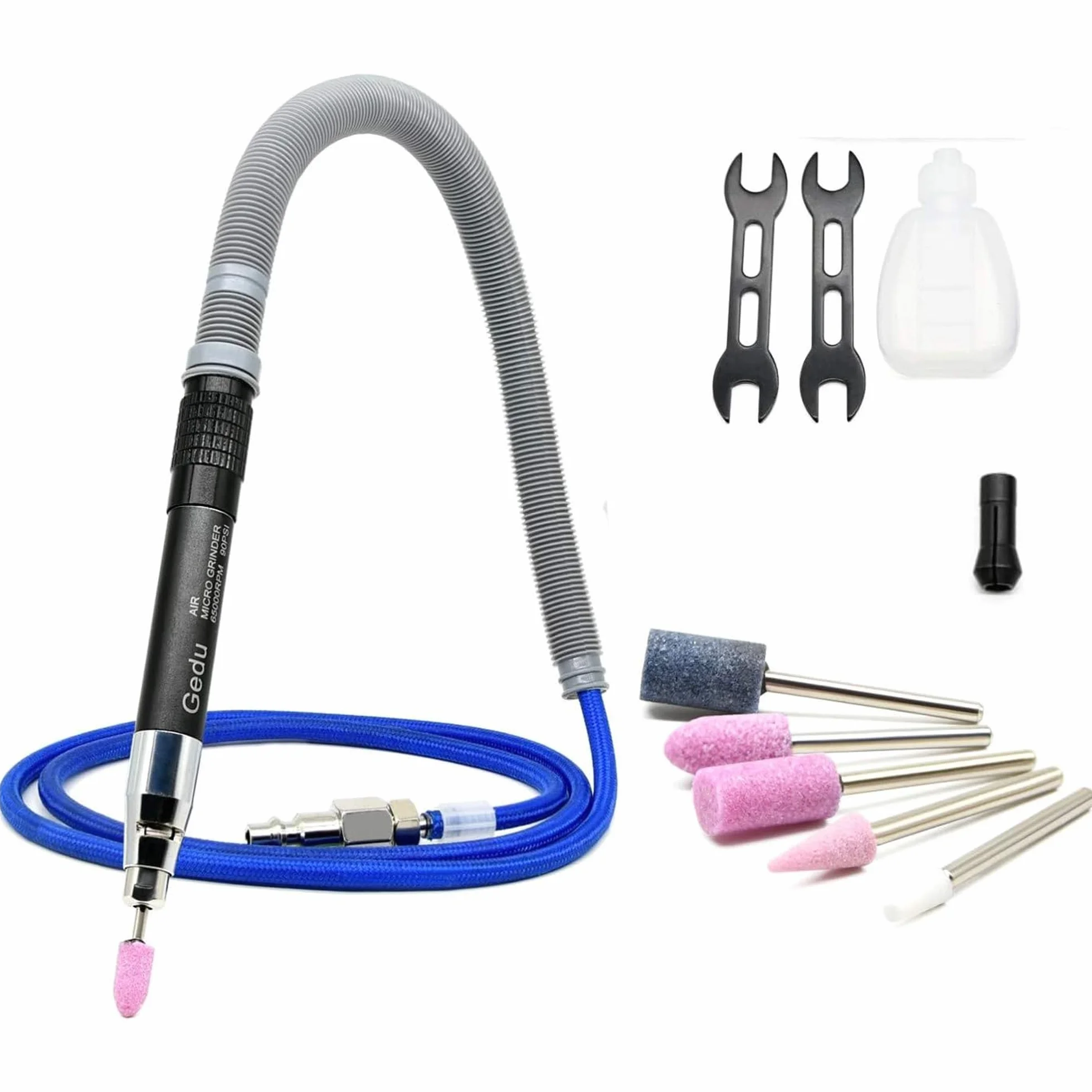 Set di levigatrici ad aria compressa, 1/8 pollici, mini matita, strumento di taglio a matita pneumatica, per levigatura di precisione e lucidatura, 65000 giri/min