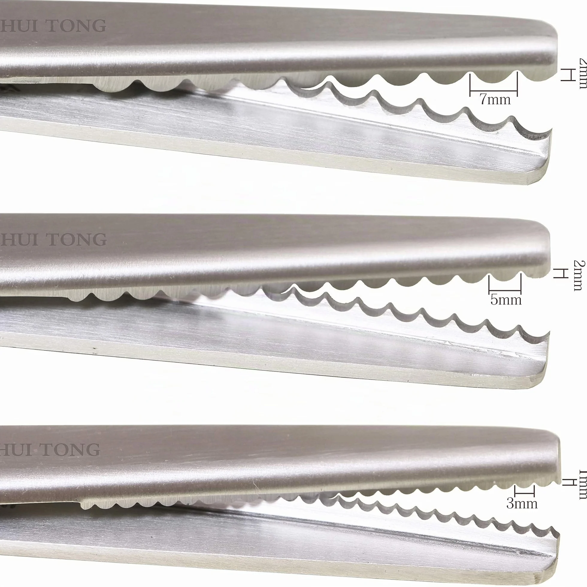 Hui Tong Forte e affilato Forbici zig zag per stoffa, Seghettate e ondulati Forbici Dentellate, 3/5/7mm per un totale di 6 specifiche(ondulati 7mm)