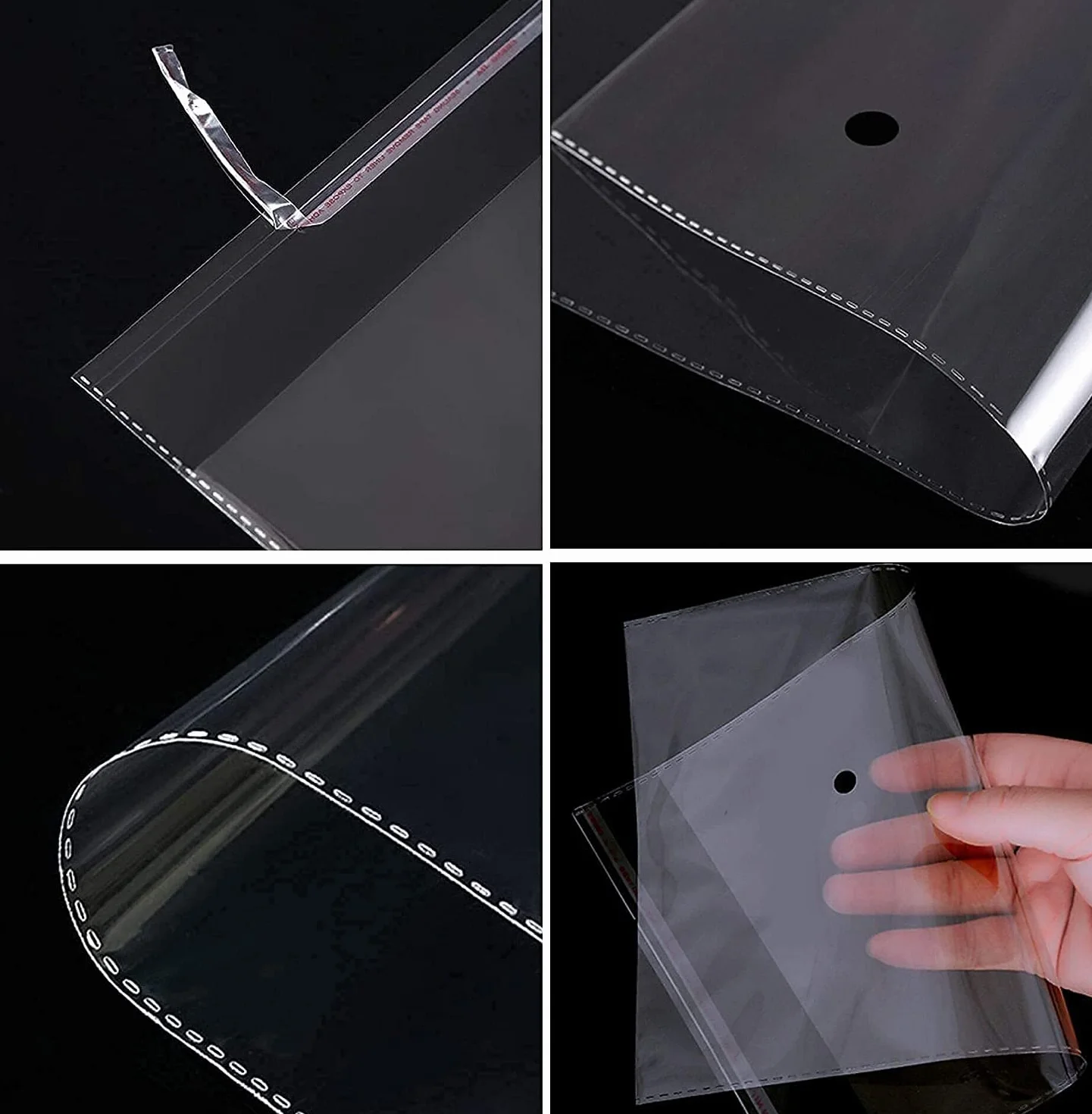 Sacchetti di cellophane plastica autoadesivi 25x33cm 100 pezzi Sacchetti di cellophane trasparente 50µm per la stampa Abbigliamento T-Shirt artigianale Riviste (15 misure a scelta)