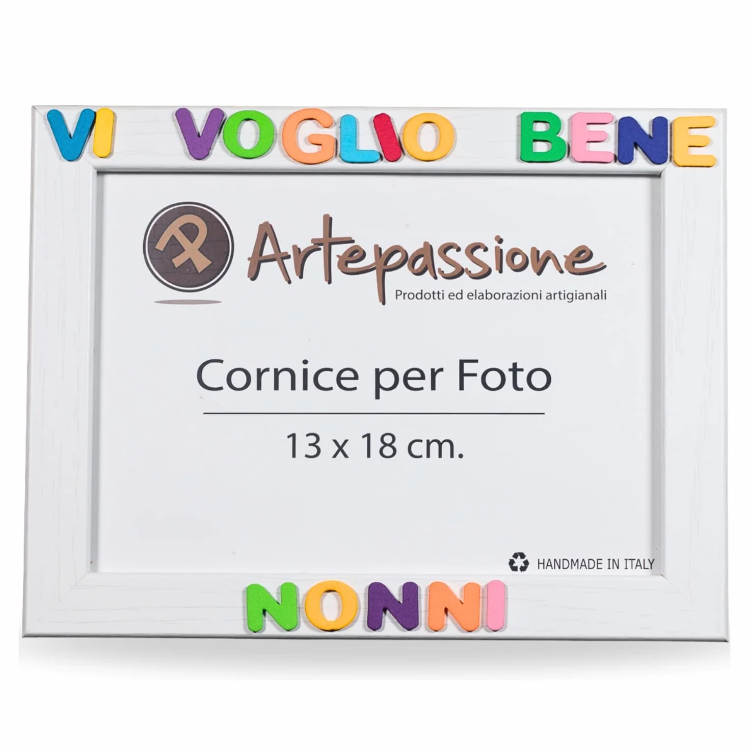 Regalo Nonni Cornice Foto 13x18 Bianca Legno Scritta Vi Voglio Bene Nonni Portafoto Appoggiare Appendere