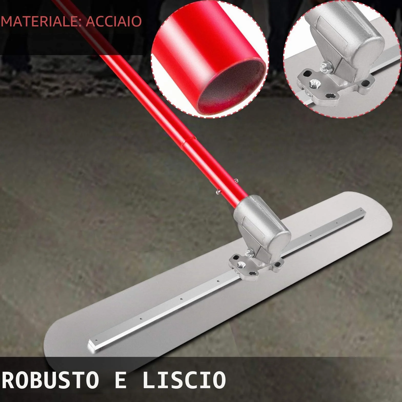 VEVOR Truelle de Maçon 1200x200 mm Bull Float, Grande Taloche Couteau à Enduire avec 3 Poignées de 1800 mm, Spatule PRO