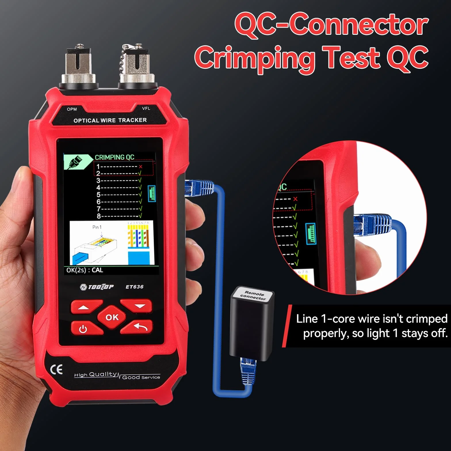 Tester per cavi di rete RJ45/RJ11/BNC – Misurazione lunghezza, rilevamento guasti, PING, PoE, tracciamento tono, display LCD multifunzione