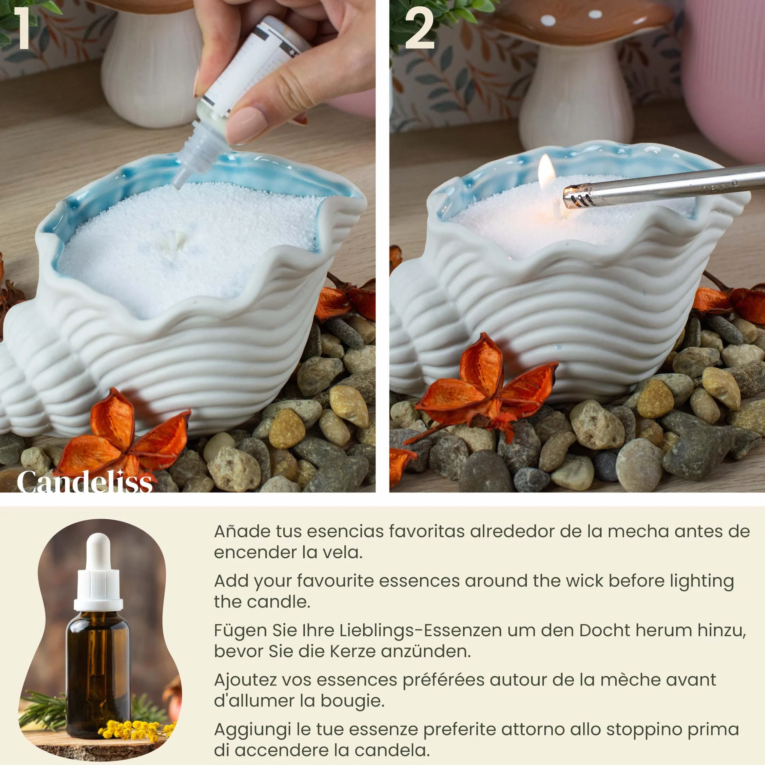 CANDELISS Kit per Candela di Sabbia 0,5kg. Granelli di cera sabbia per candele in polvere di candela perle a granelli Pearled candle pearls sand wax candle Candele perlate decorative (Premium)